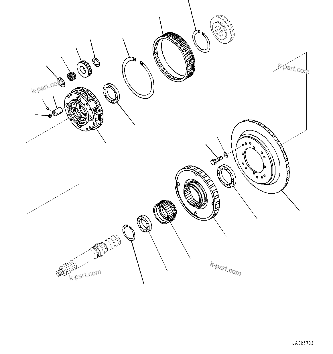 Komatsu parts book diagram for HD605-8 S/N 30072-UP (For KAL): TORQUE CONVERTER AND TRANSMISSION, CARRIER (3/3) (#30001-)