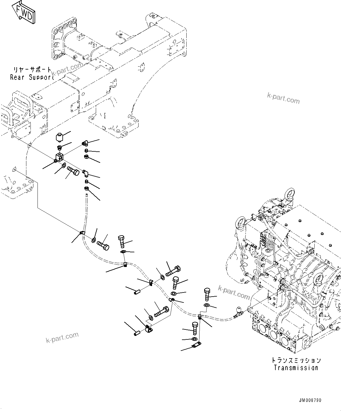 Komatsu parts book diagram for HD605-8 S/N 30072-UP (For KAL): TORQUE CONVERTER AND TRANSMISSION, BREATHER (2/2) (#30001-)