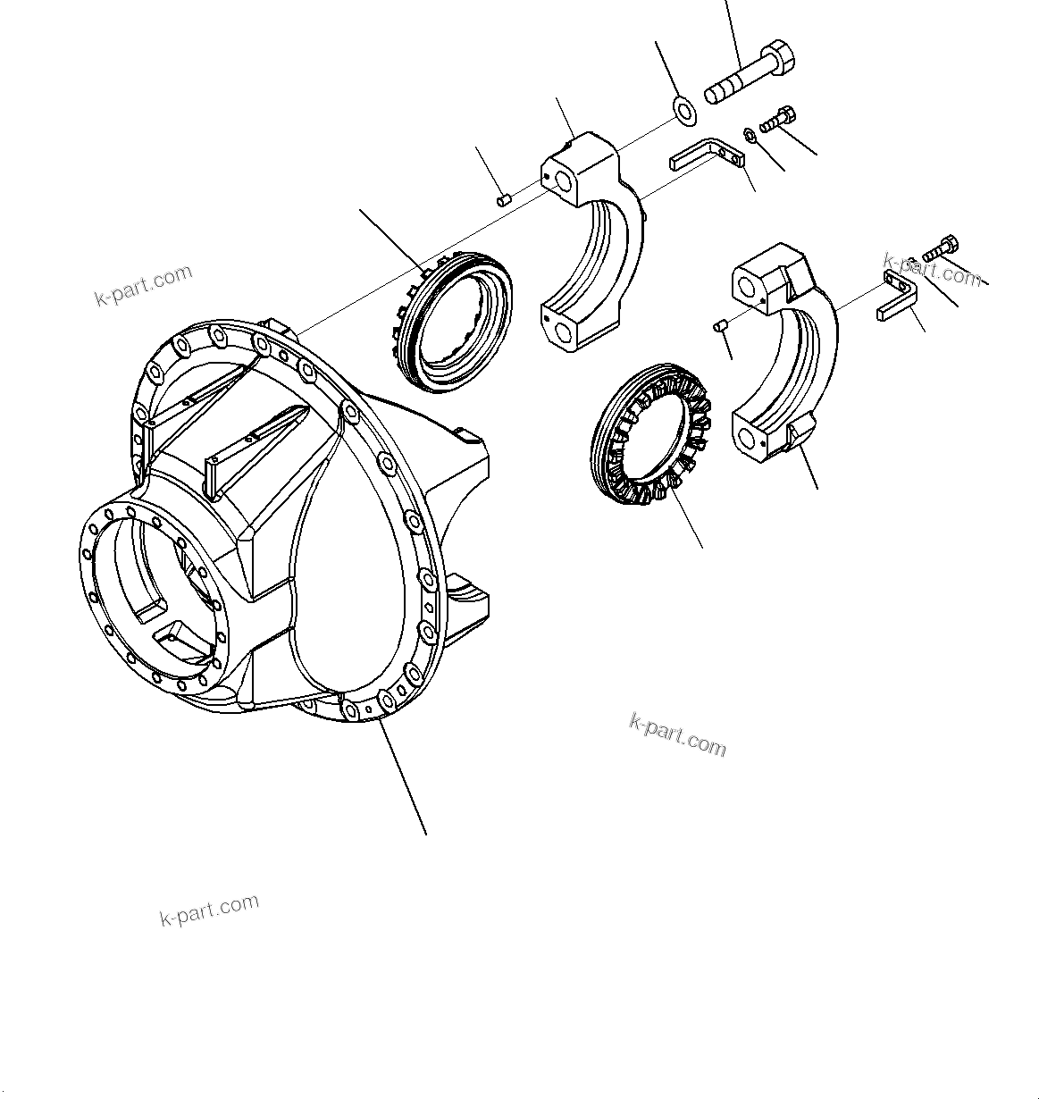 Komatsu parts book diagram for HD605-8 S/N 30072-UP (For KAL): REAR AXLE, DIFFERENTIAL (1/4) (#30001-)
