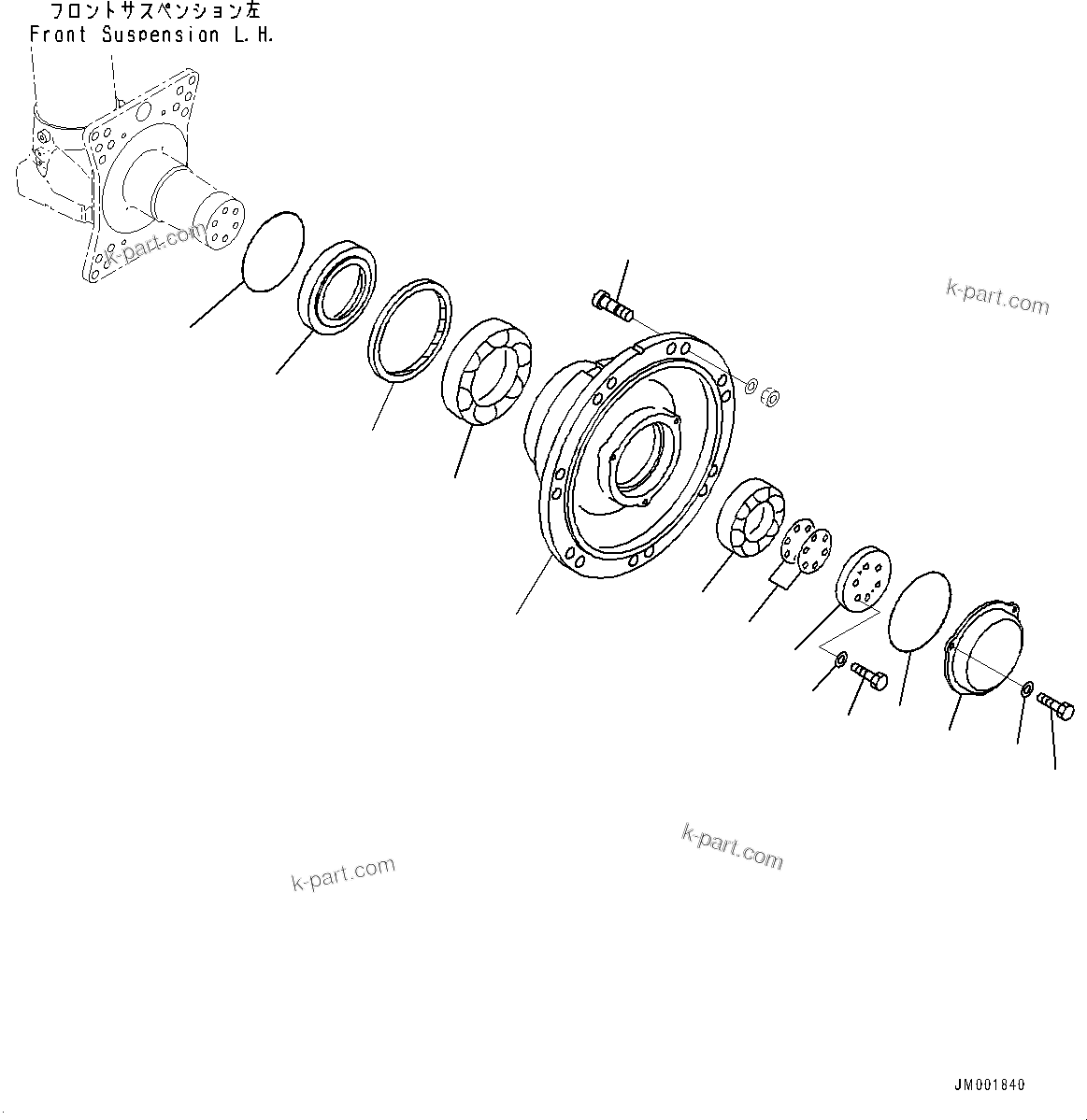 Komatsu parts book diagram for HD605-8 S/N 30072-UP (For KAL): FRONT AXLE, HUB, L.H. (#30001-)