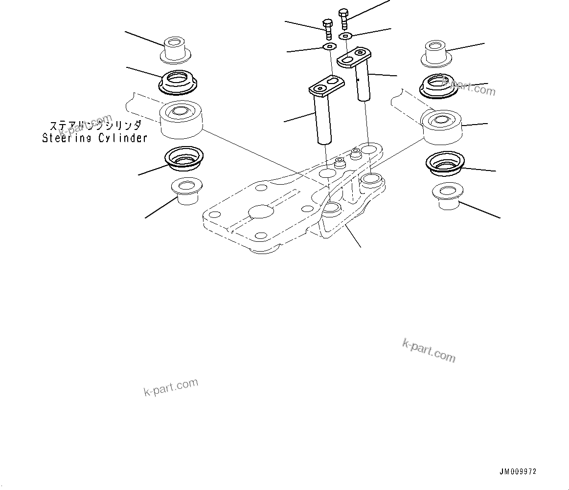 Komatsu parts book diagram for HD605-8 S/N 30072-UP (For KAL): FRONT AXLE, MOUNTING, L.H.(#30020-)