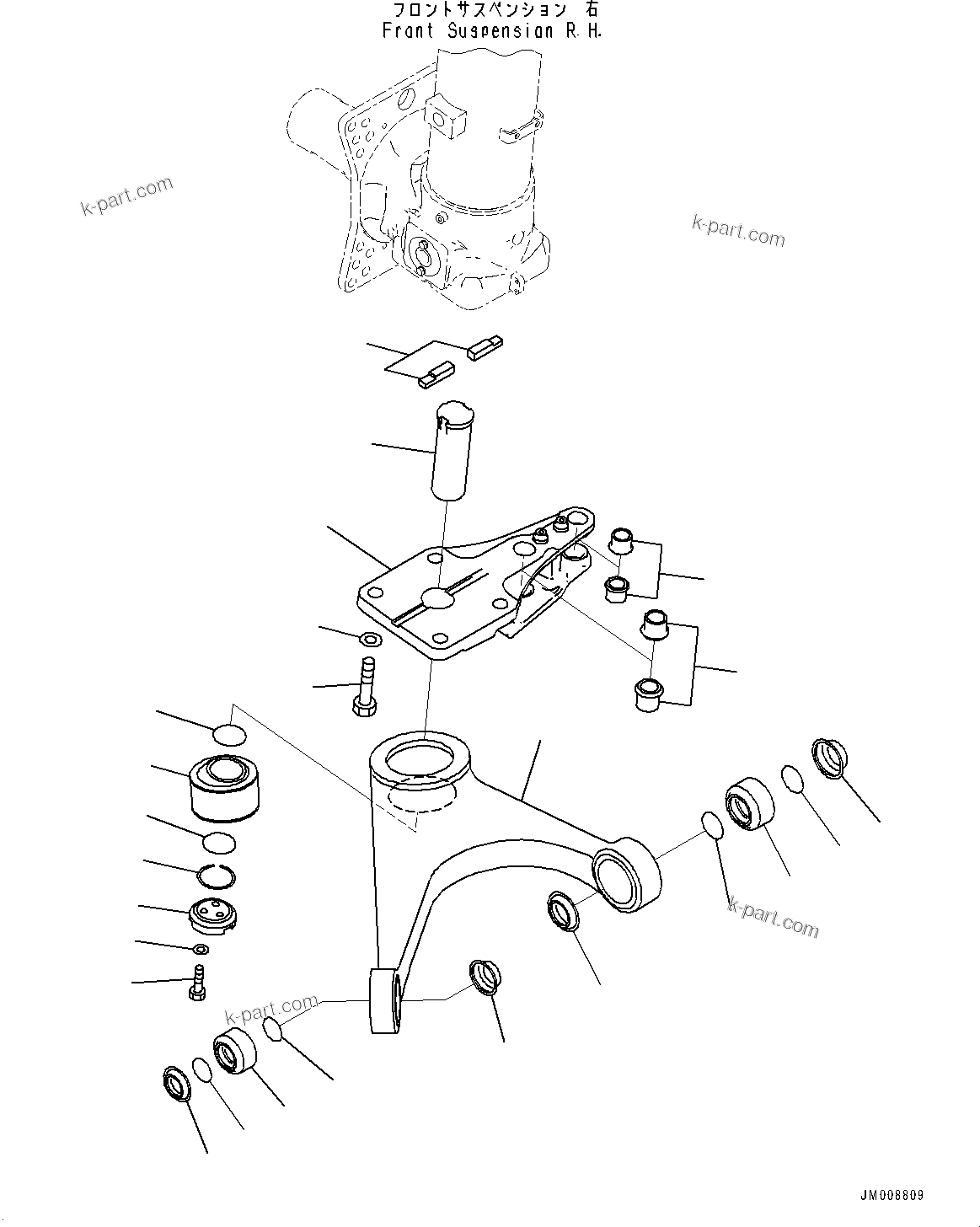 Komatsu parts book diagram for HD605-8 S/N 30072-UP (For KAL): FRONT AXLE, LEVER, R.H. (#30001-)