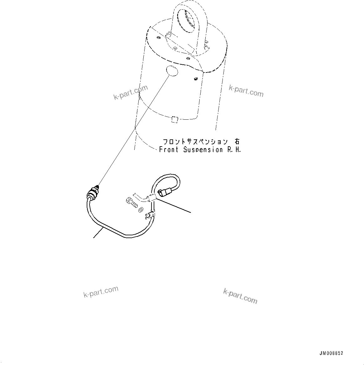 Komatsu parts book diagram for HD605-8 S/N 30072-UP (For KAL): FRONT AXLE, SENSOR (2/2) (#30001-)