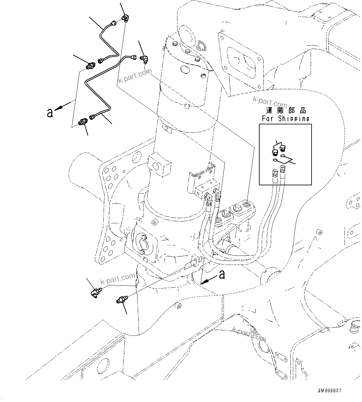 Komatsu parts book diagram for HD605-8 S/N 30072-UP (For KAL): FRONT AXLE, FRONT AXLE PIPING (2/2) (#30001-)