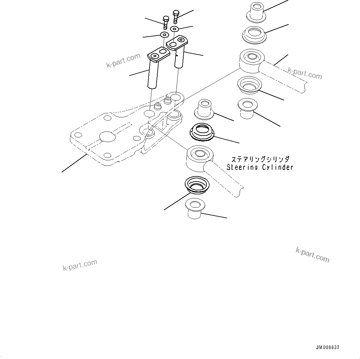 Komatsu parts book diagram for HD605-8 S/N 30072-UP (For KAL): FRONT AXLE, MOUNTING (2/2)(#30001-30019)