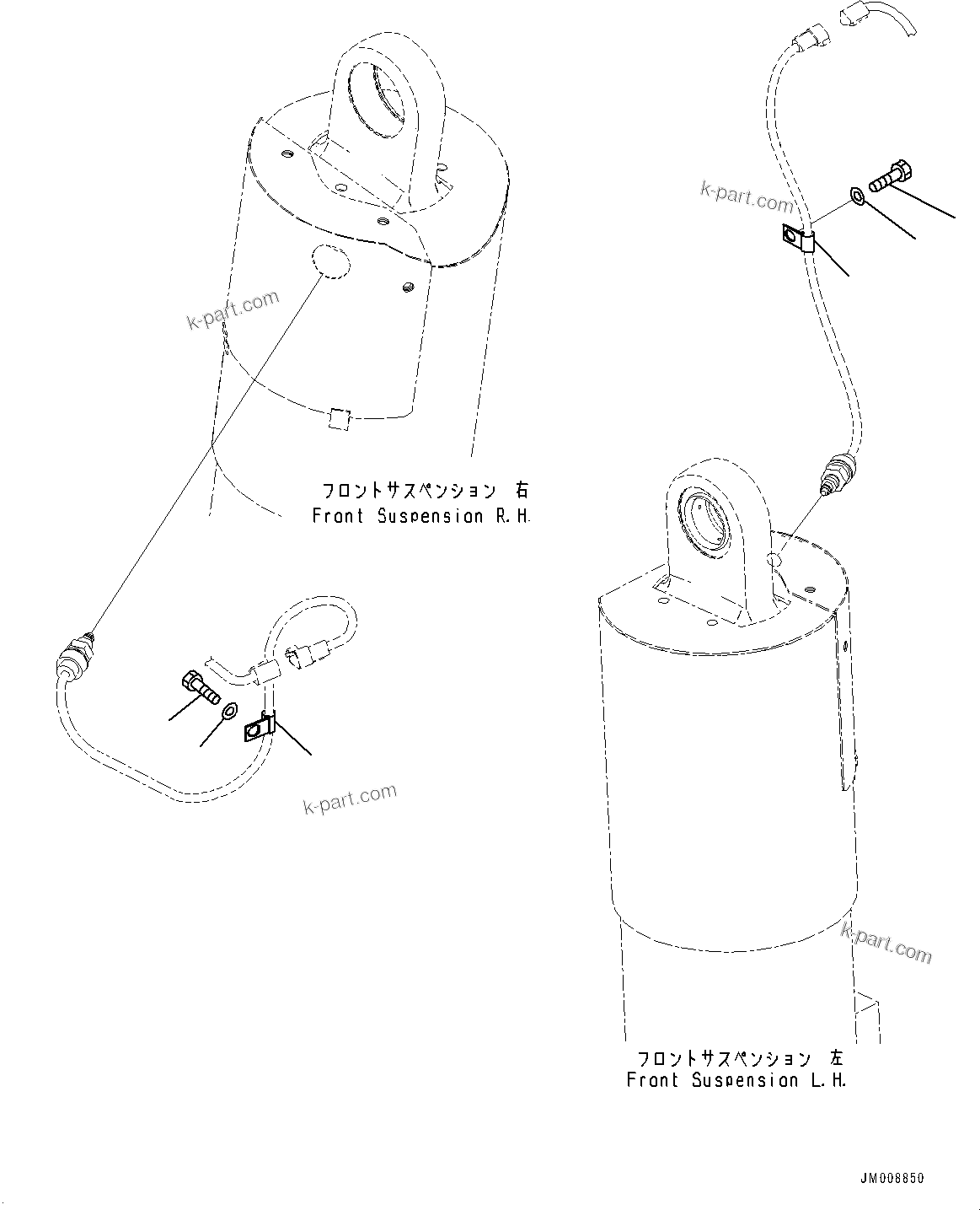 Komatsu parts book diagram for HD605-8 S/N 30072-UP (For KAL): FRONT AXLE, SENSOR AND MOUNTING (#30001-)