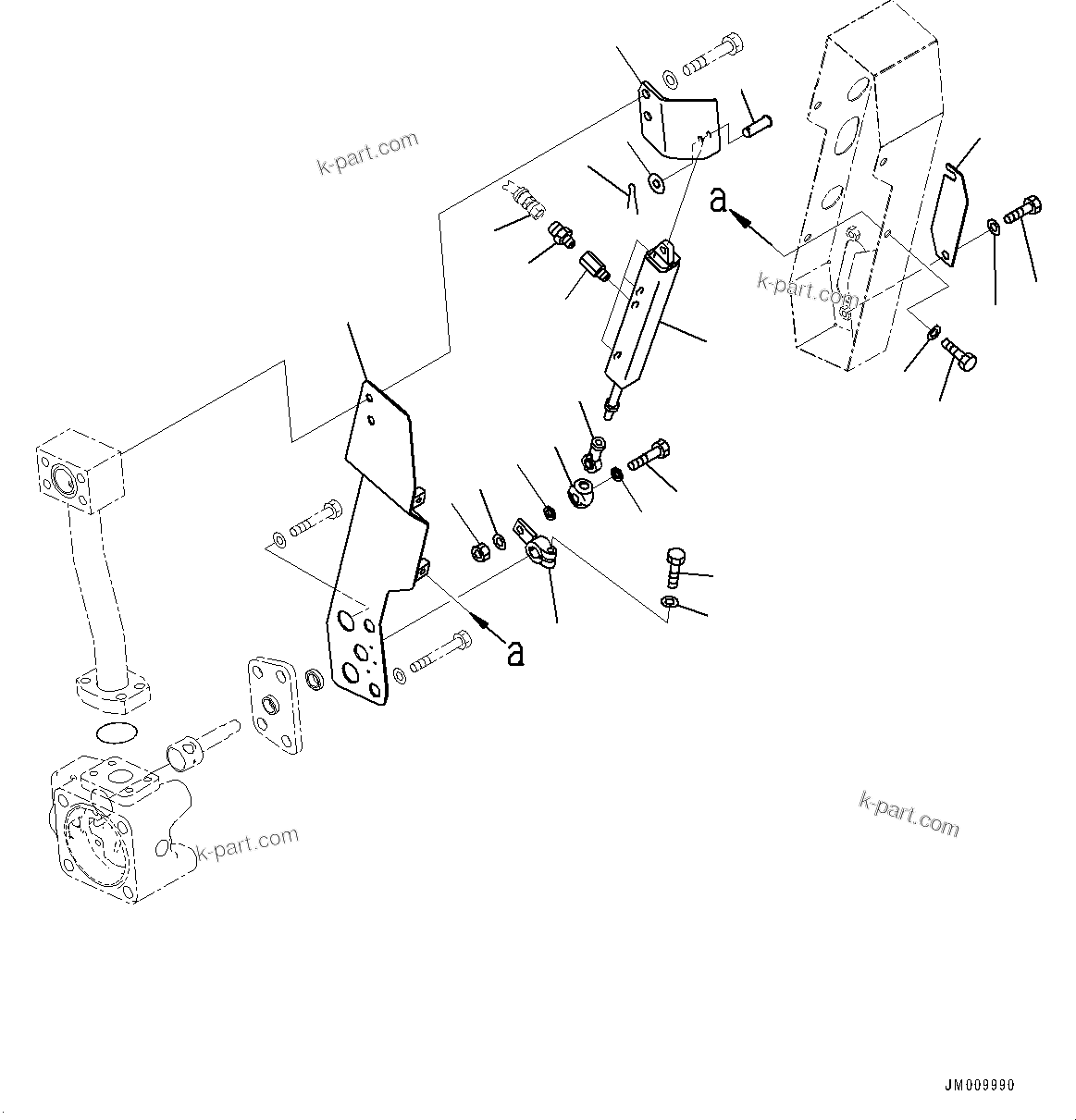 Komatsu parts book diagram for HD605-8 S/N 30072-UP (For KAL): FRONT AXLE, SUSPENSION VALVE, L.H. (#30001-)