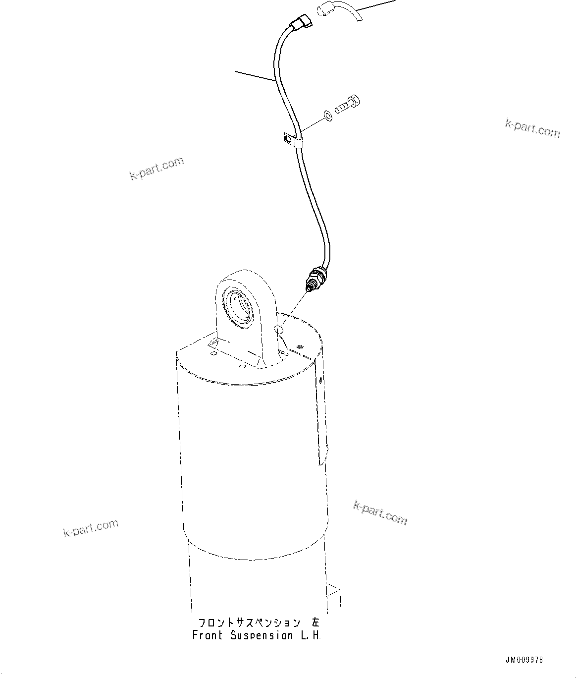 Komatsu parts book diagram for HD605-8 S/N 30072-UP (For KAL): FRONT AXLE, SENSOR, L.H. (#30001-)