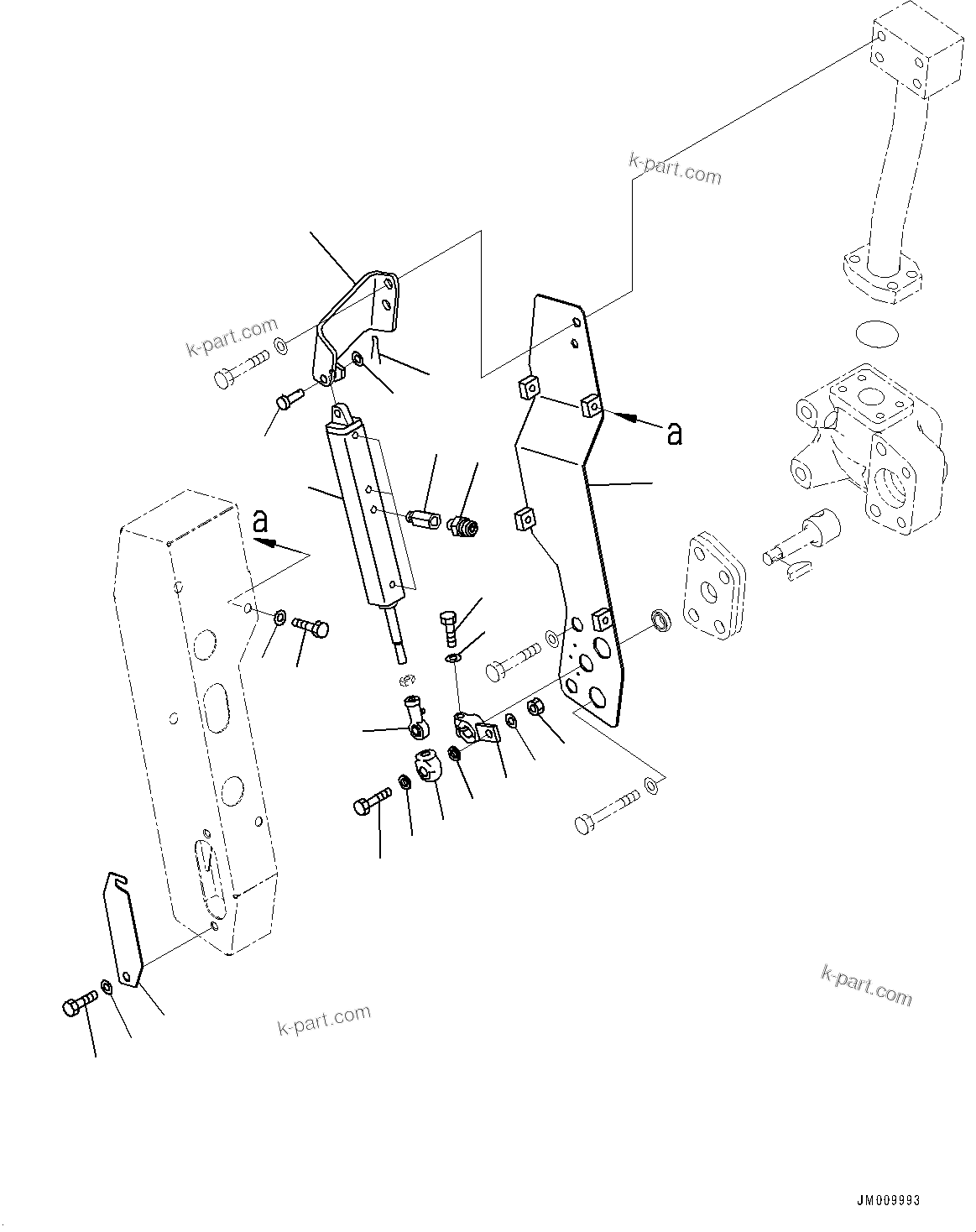 Komatsu parts book diagram for HD605-8 S/N 30072-UP (For KAL): FRONT AXLE, SUSPENSION VALVE, R.H. (#30001-)
