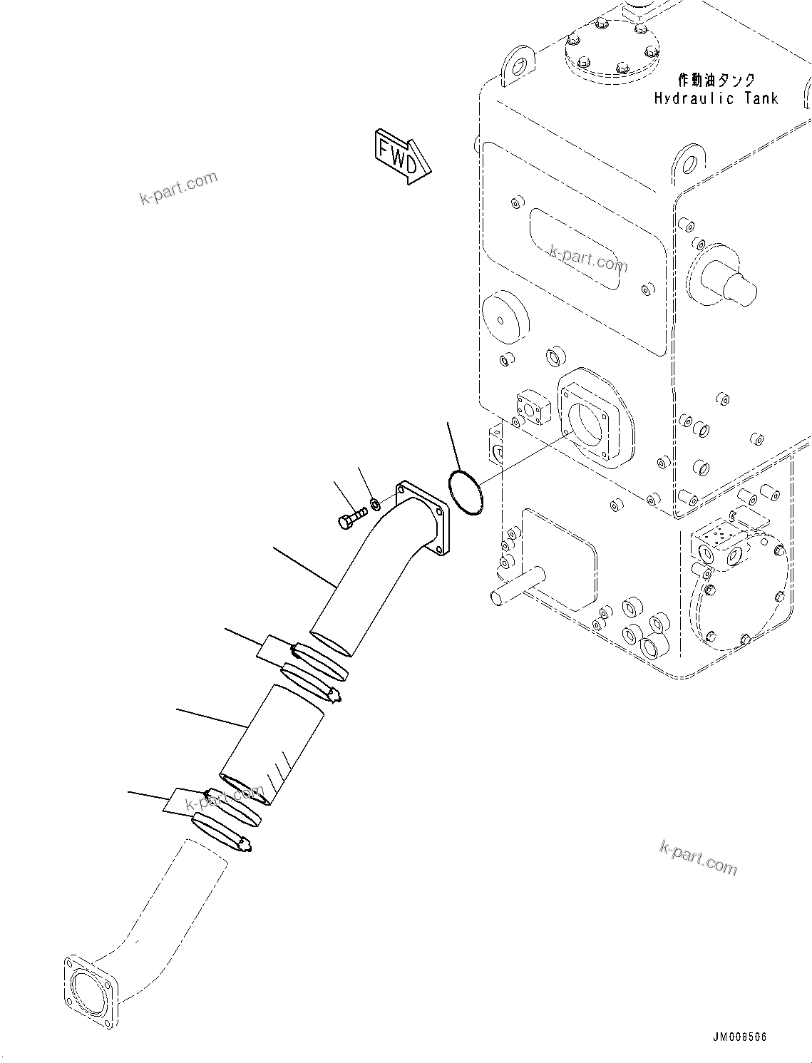 Komatsu parts book diagram for HD605-8 S/N 30072-UP (For KAL): HYDRAULIC TANK, SUCTION PIPING (#30001-)