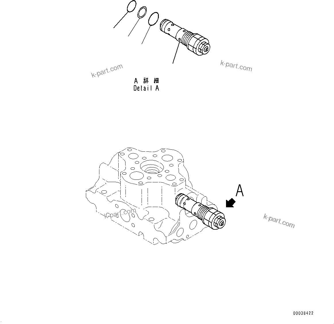 Komatsu parts book diagram for HD605-8 S/N 30072-UP (For KAL): HYDRAULIC TANK, HOIST VALVE (2/2) (#30001-)