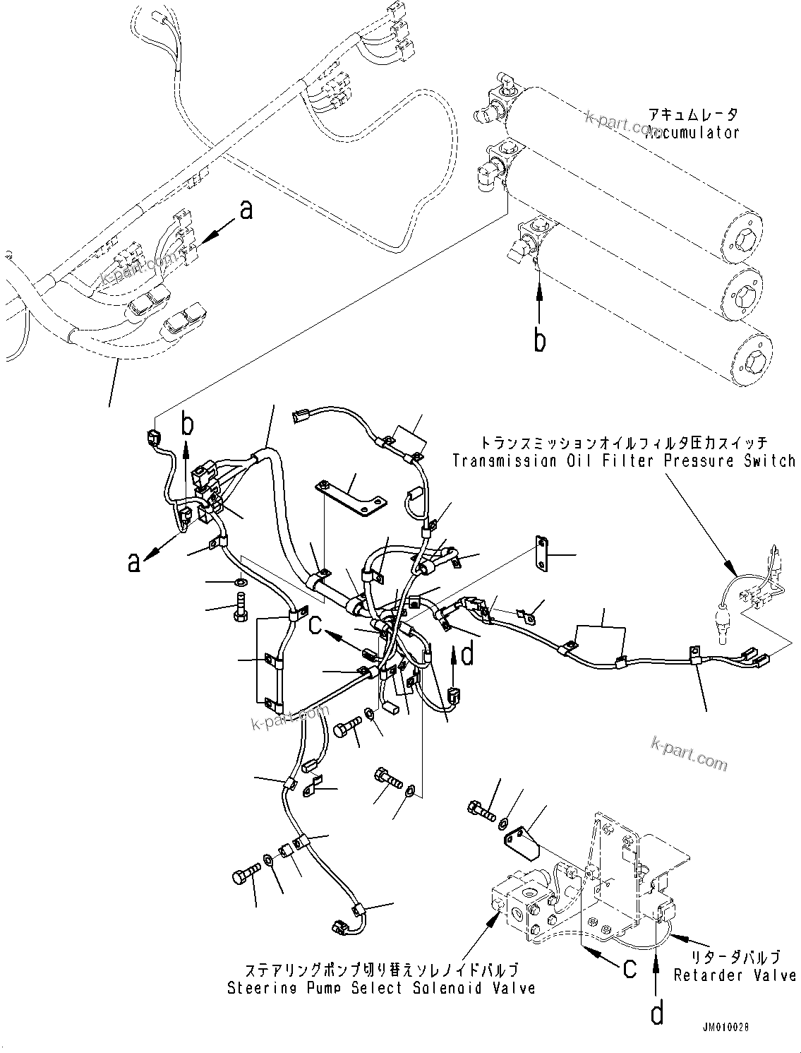 Komatsu parts book diagram for HD605-8 S/N 30072-UP (For KAL): HYDRAULIC TANK, WIRING HARNESS(#30055-)