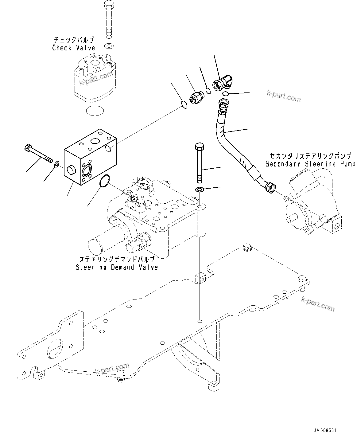 Komatsu parts book diagram for HD605-8 S/N 30072-UP (For KAL): HYDRAULIC TANK, BLOCK (#30001-)