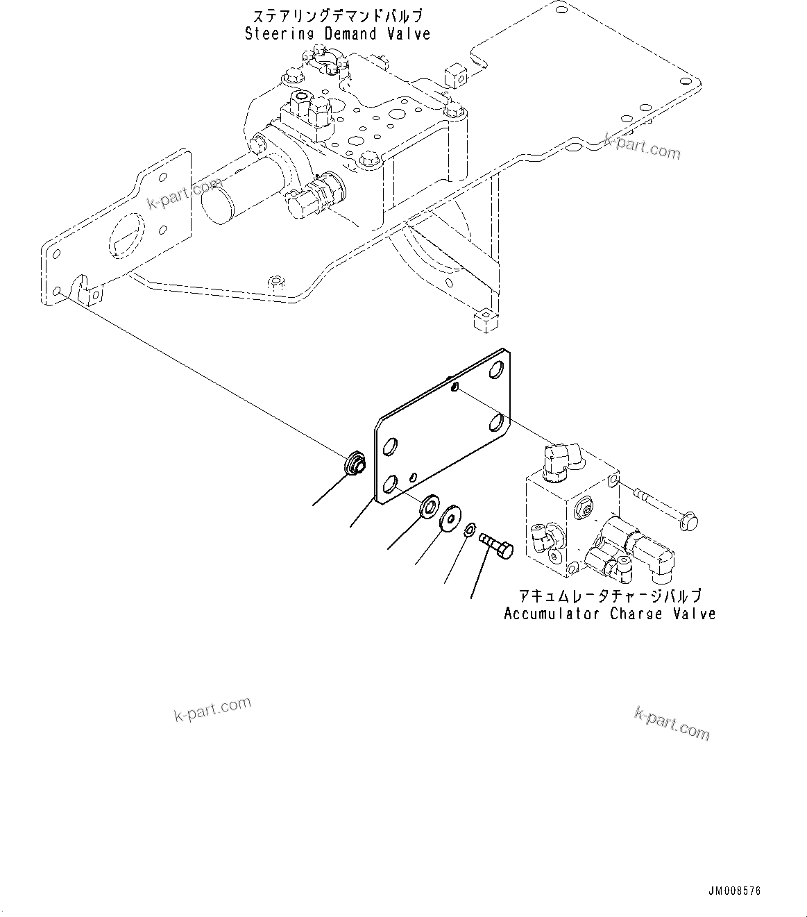 Komatsu parts book diagram for HD605-8 S/N 30072-UP (For KAL): HYDRAULIC TANK, ACCUMULATOR CHARGE VALVE MOUNTING (#30001-)