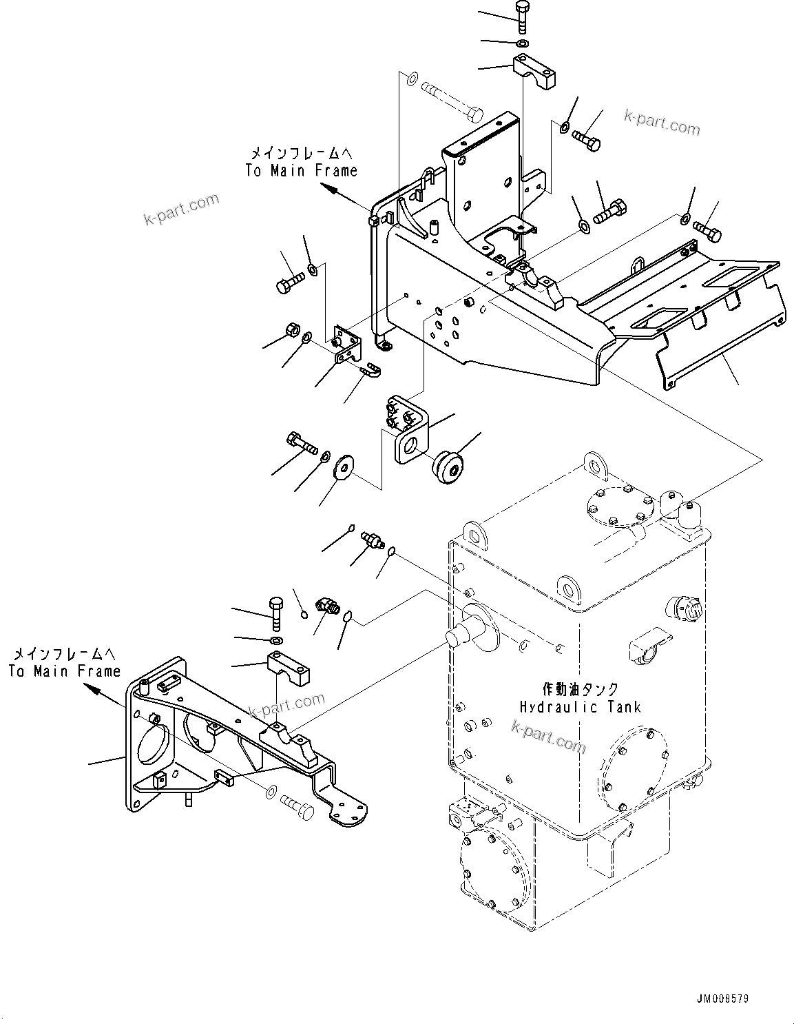 Komatsu parts book diagram for HD605-8 S/N 30072-UP (For KAL): HYDRAULIC TANK, TANK MOUNTING(#30001-30014)