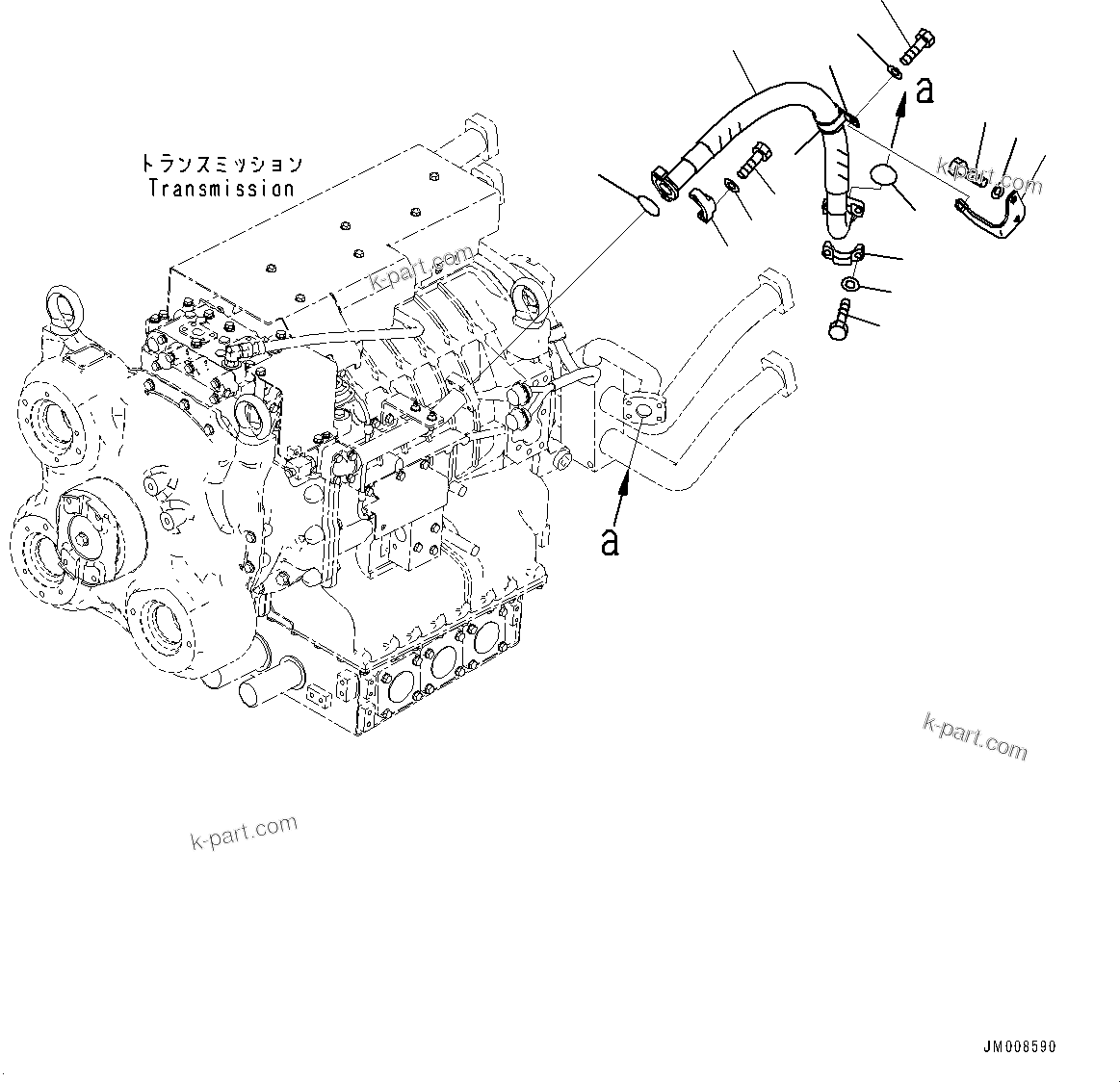 Komatsu parts book diagram for HD605-8 S/N 30072-UP (For KAL): TRANSMISSION PIPING, PIPING (2/2) (#30001-)