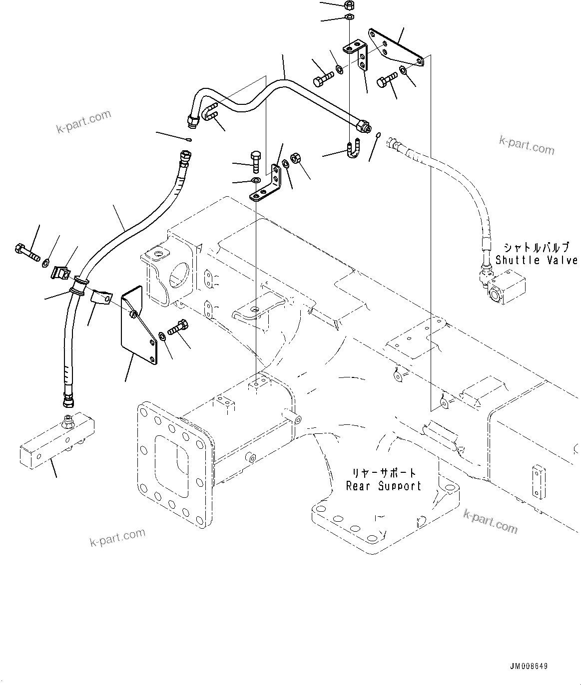 Komatsu parts book diagram for HD605-8 S/N 30072-UP (For KAL): BRAKE PIPING, PIPING (1/5) (#30001-)