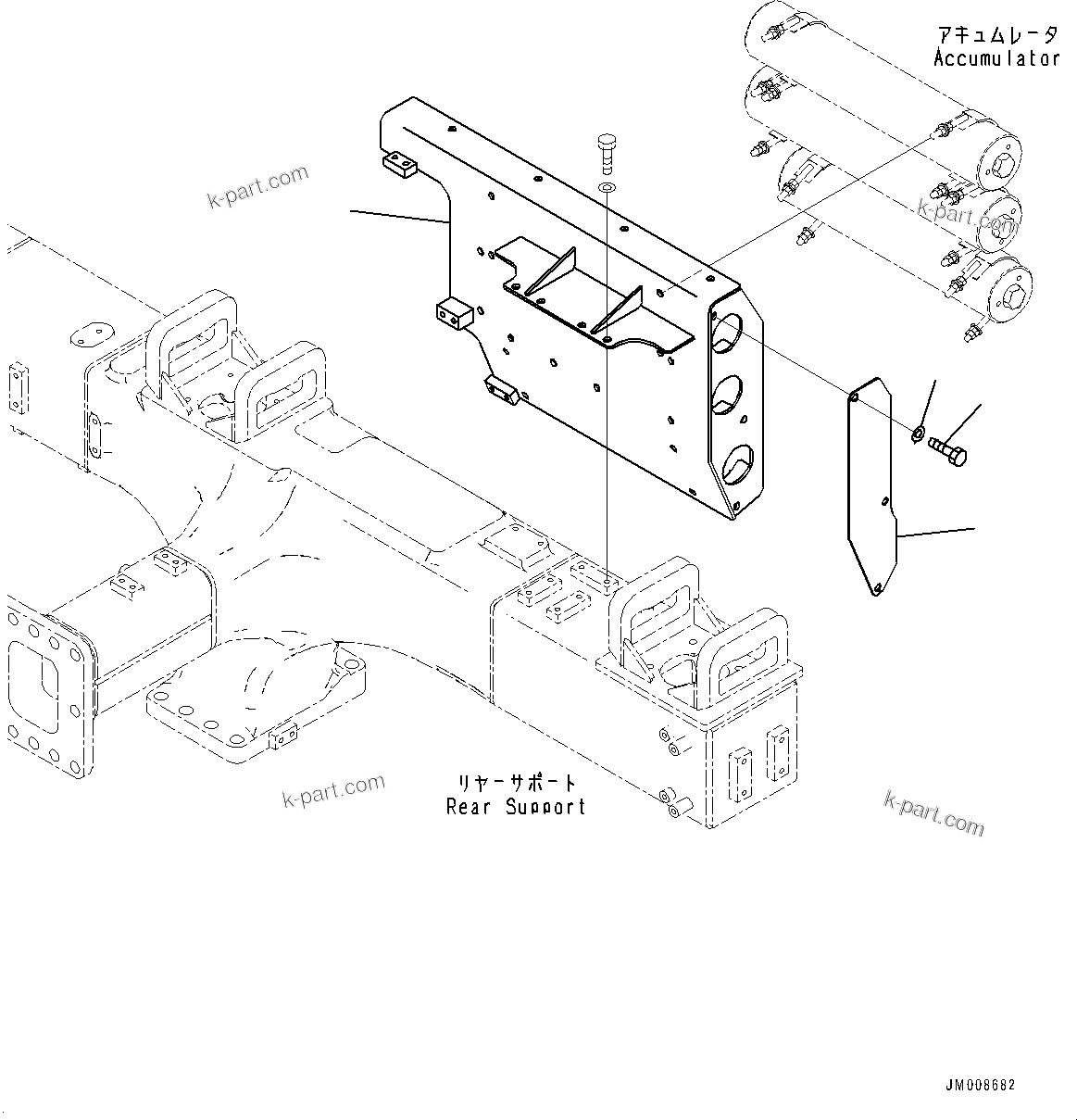 Komatsu parts book diagram for HD605-8 S/N 30072-UP (For KAL): BRAKE PIPING, ACCUMULATOR MOUNTING (#30001-)