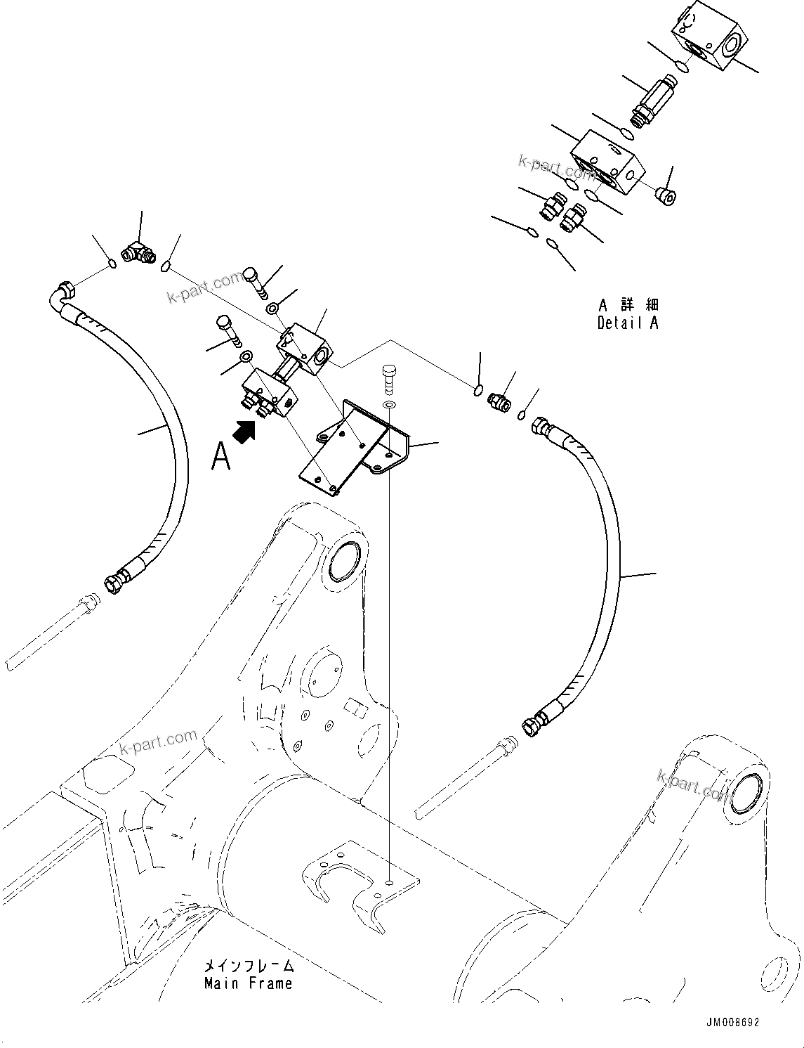 Komatsu parts book diagram for HD605-8 S/N 30072-UP (For KAL): BRAKE PIPING, REAR SHUTTLE VALVE (#30001-)