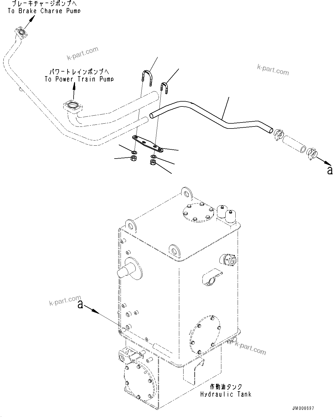Komatsu parts book diagram for HD605-8 S/N 30072-UP (For KAL): BRAKE PIPING, PIPING (5/5) (WITH SUSPENSION, AUTO HYDRONEUMATIC) (#30001-)