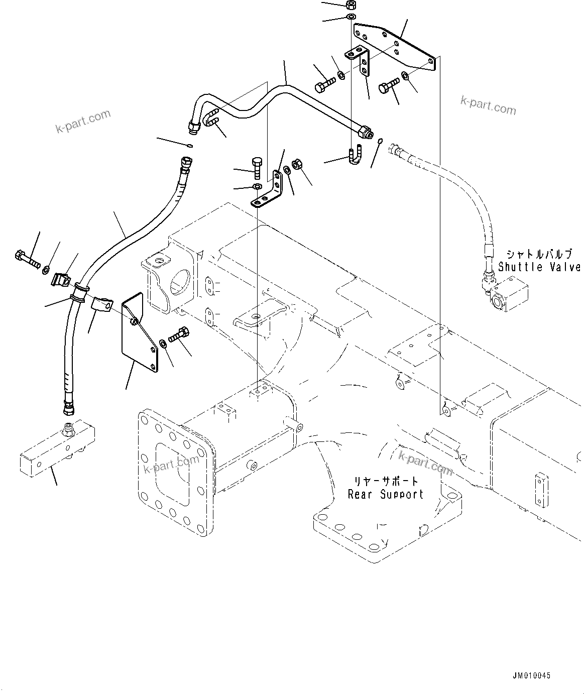 Komatsu parts book diagram for HD605-8 S/N 30072-UP (For KAL): BRAKE PIPING, PIPING (1/5) (WITH SUSPENSION, AUTO HYDRONEUMATIC, OIL QUICK CHARGE) (#30001-)