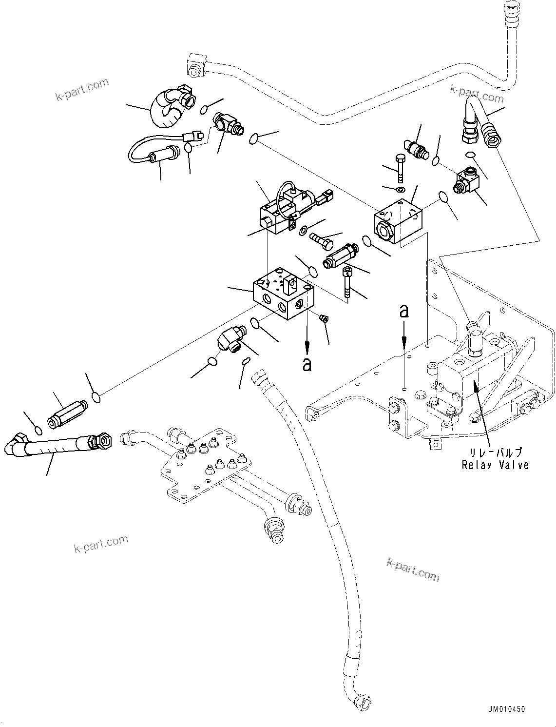 Komatsu parts book diagram for HD605-8 S/N 30072-UP (For KAL): BRAKE PIPING, FRONT BRAKE CUT VALVE (WITH ANTI-SKID BRAKE SYSTEM (ABS)) (#30001-)