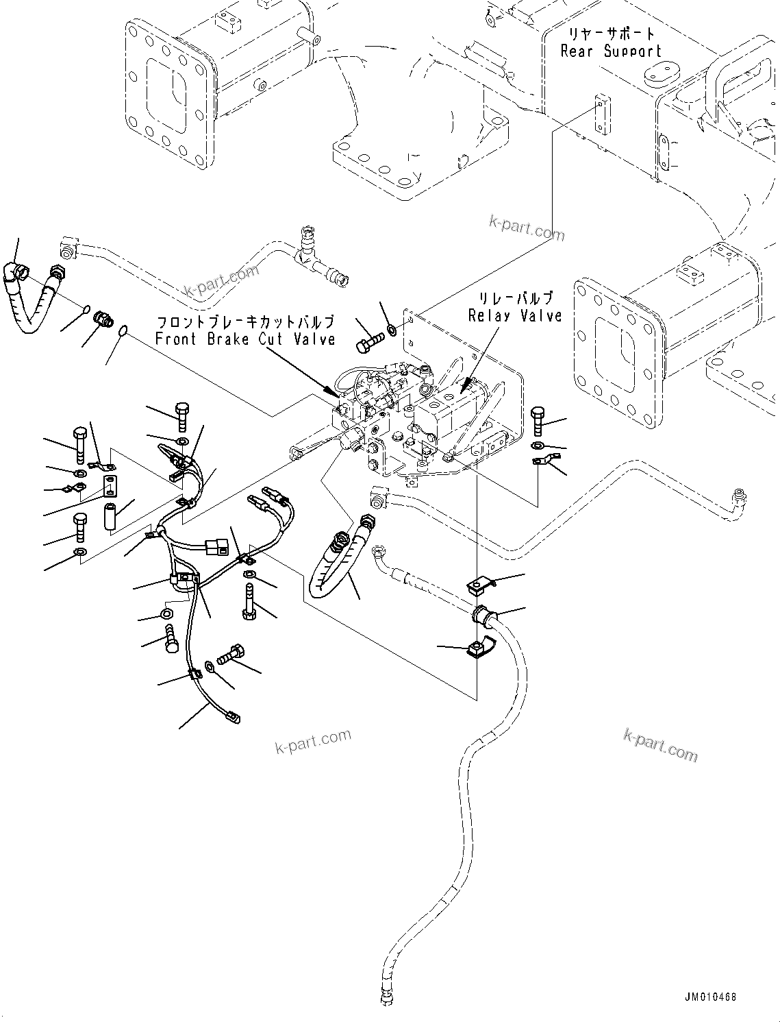 Komatsu parts book diagram for HD605-8 S/N 30072-UP (For KAL): BRAKE PIPING, WIRING HARNESS (WITH ANTI-SKID BRAKE SYSTEM (ABS)) (#30001-)