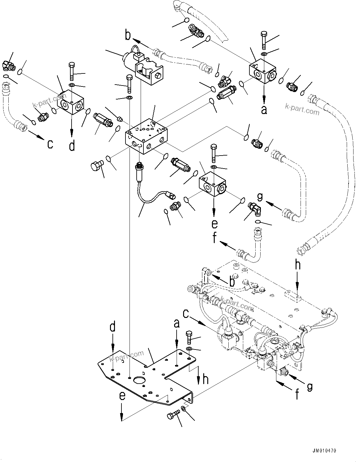Komatsu parts book diagram for HD605-8 S/N 30072-UP (For KAL): BRAKE PIPING, VALVE (1/3) (#30001-)