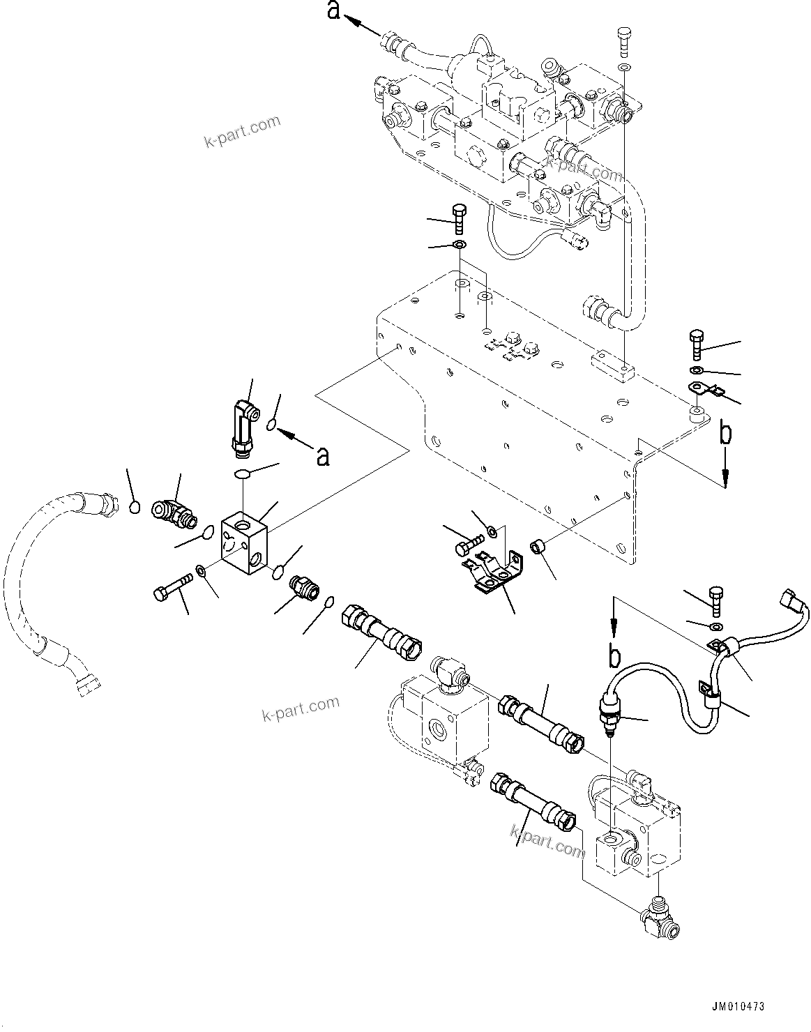 Komatsu parts book diagram for HD605-8 S/N 30072-UP (For KAL): BRAKE PIPING, TUBE (1/2) (#30001-)