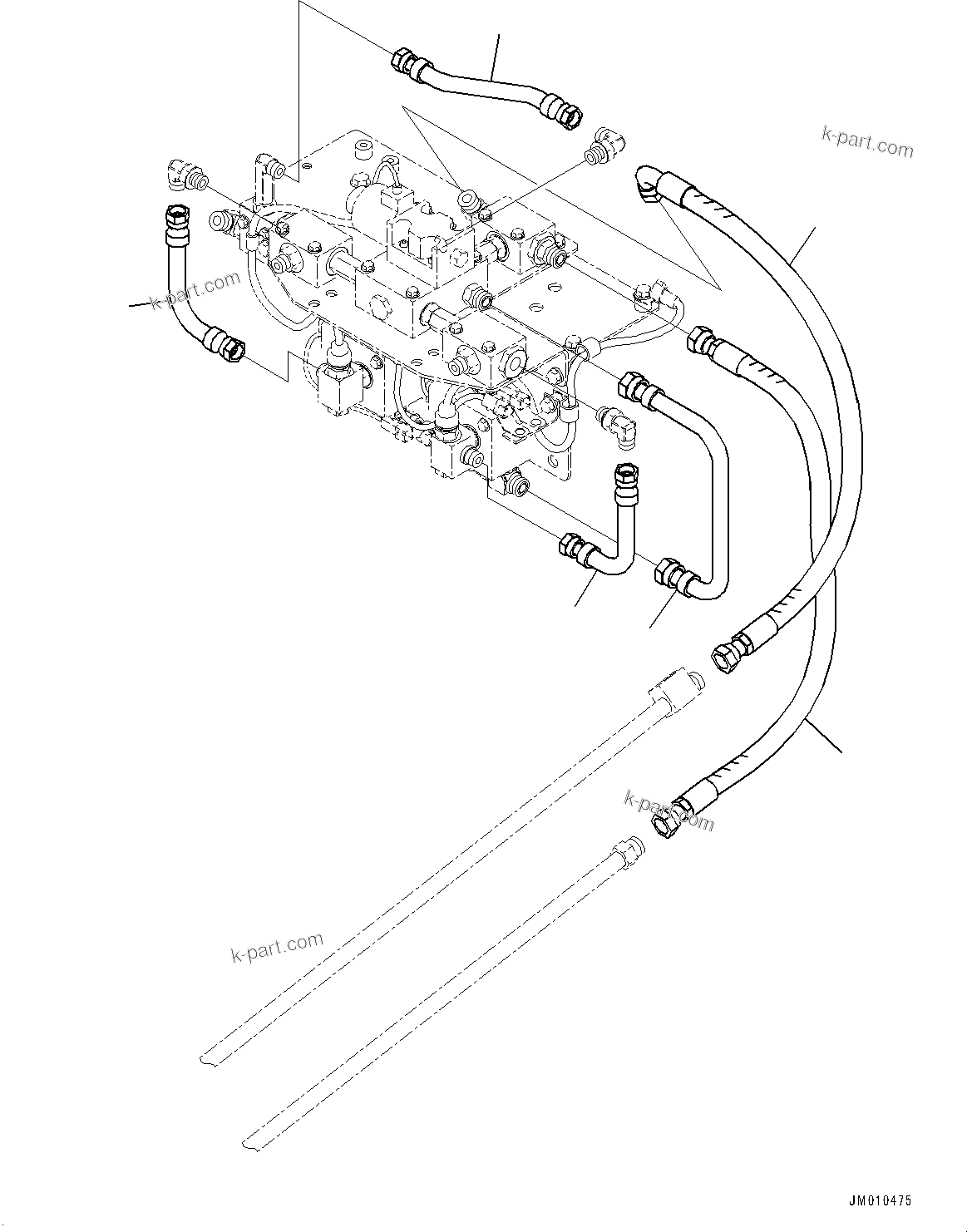 Komatsu parts book diagram for HD605-8 S/N 30072-UP (For KAL): BRAKE PIPING, TUBE (2/2) (#30001-)