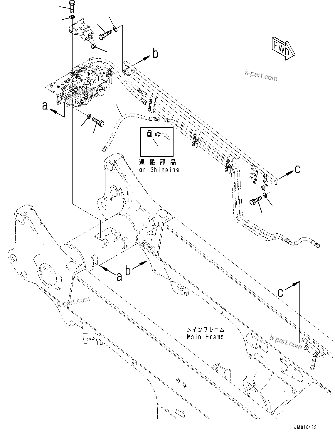 Komatsu parts book diagram for HD605-8 S/N 30072-UP (For KAL): BRAKE PIPING, MOUNTING (2/2) (#30001-)