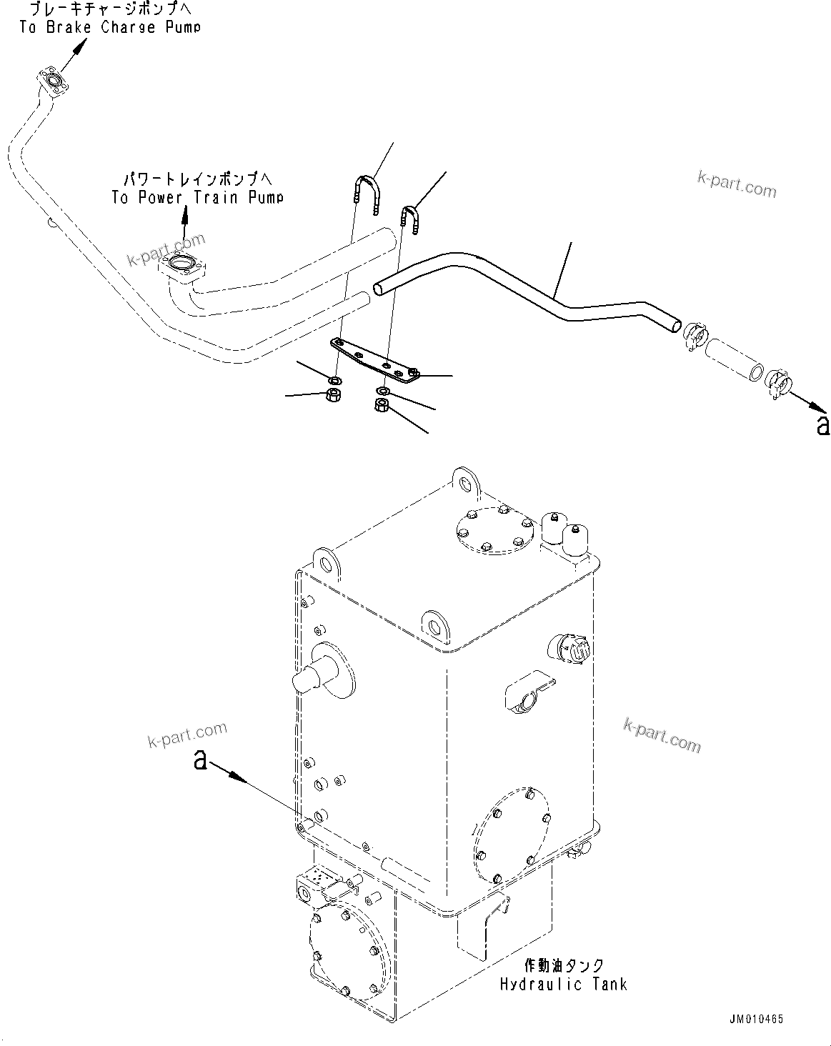 Komatsu parts book diagram for HD605-8 S/N 30072-UP (For KAL): BRAKE PIPING, PIPING (6/6) (WITH OIL QUICK CHARGE) (#30001-)