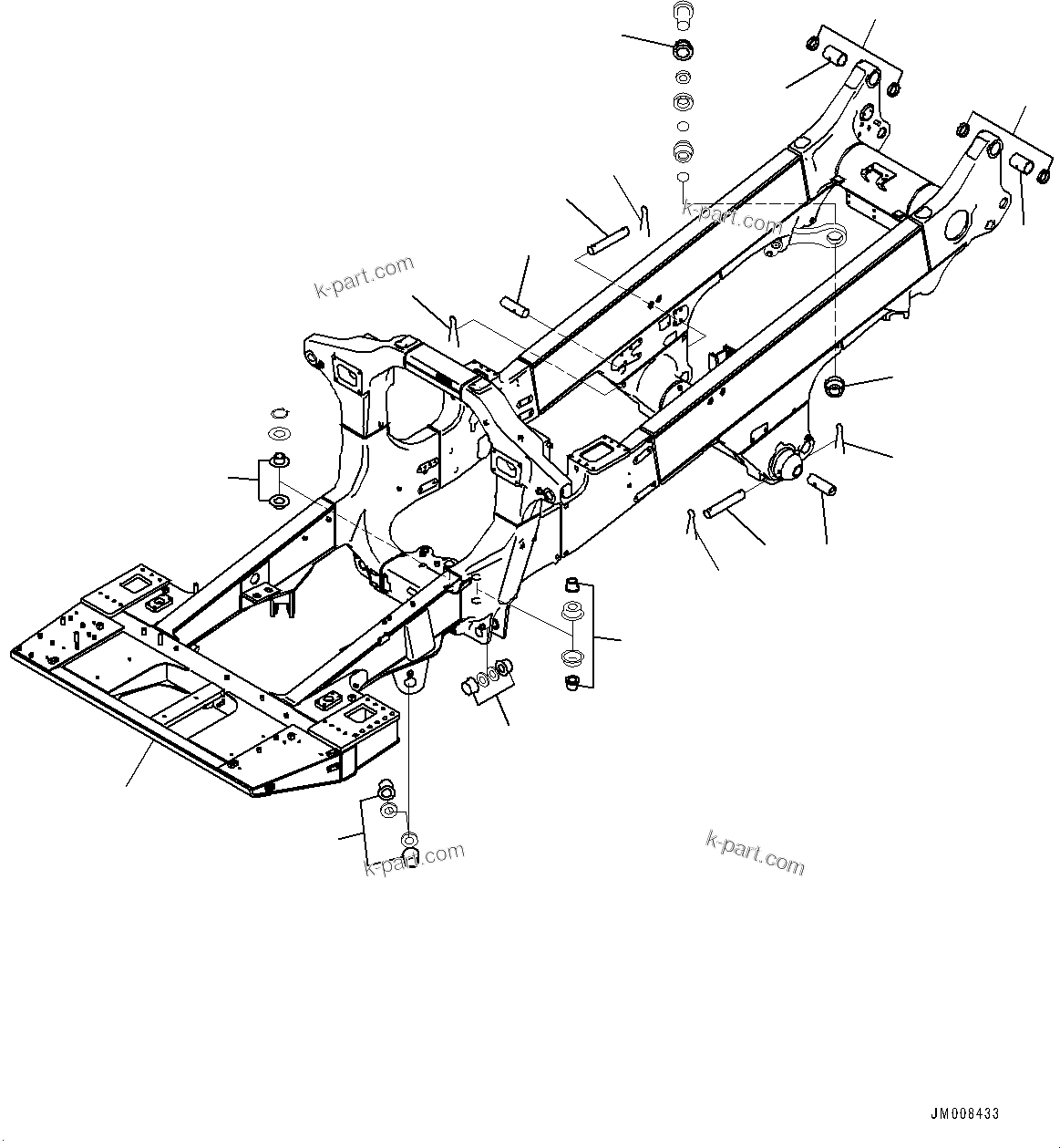 Komatsu parts book diagram for HD605-8 S/N 30072-UP (For KAL): MAIN FRAME, (WITH KOMATSU TRACTION CONTROL SYSTEM (KTCS)) (#30001-)