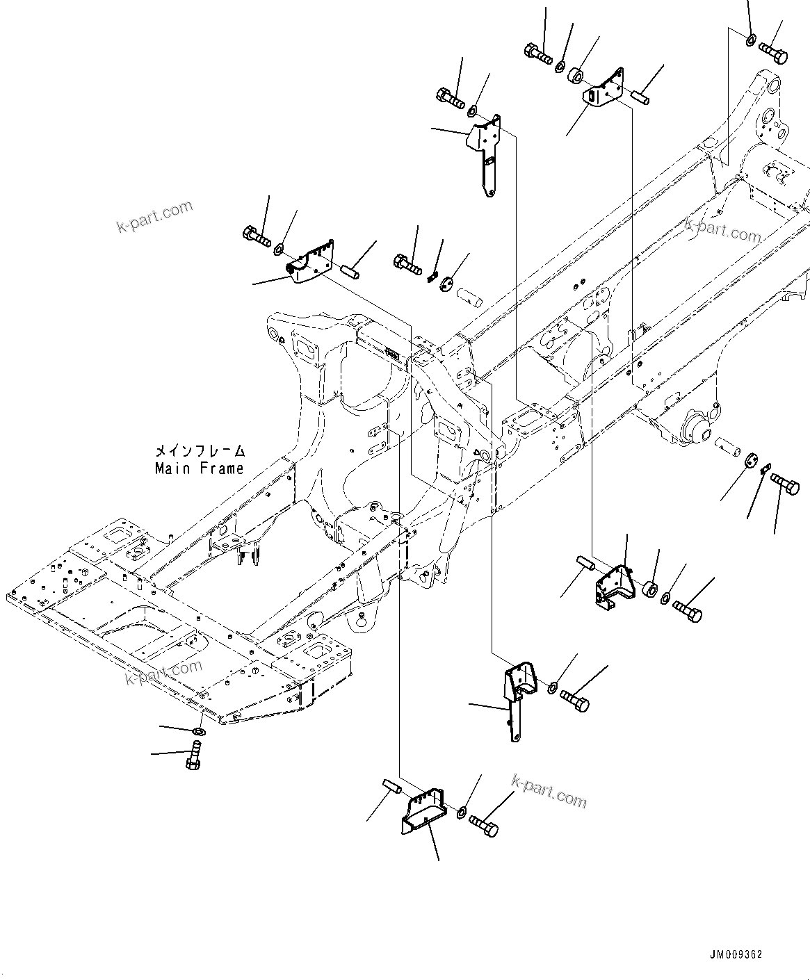 Komatsu parts book diagram for HD605-8 S/N 30072-UP (For KAL): MAIN FRAME, RELATED PARTS (#30001-)