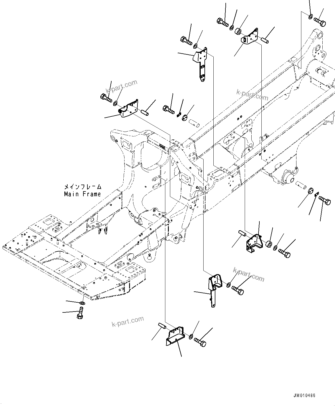 Komatsu parts book diagram for HD605-8 S/N 30072-UP (For KAL): MAIN FRAME, RELATED PARTS (WITH OIL QUICK CHARGE) (#30001-)
