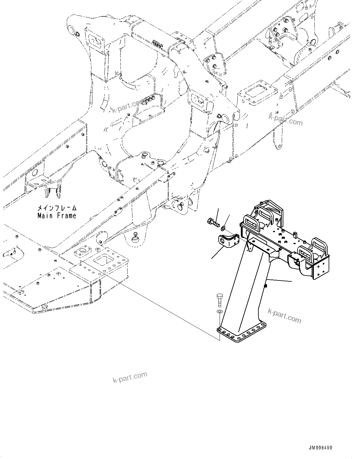Komatsu parts book diagram for HD605-8 S/N 30072-UP (For KAL): FRONT SUPPORT, L.H. (#30001-)
