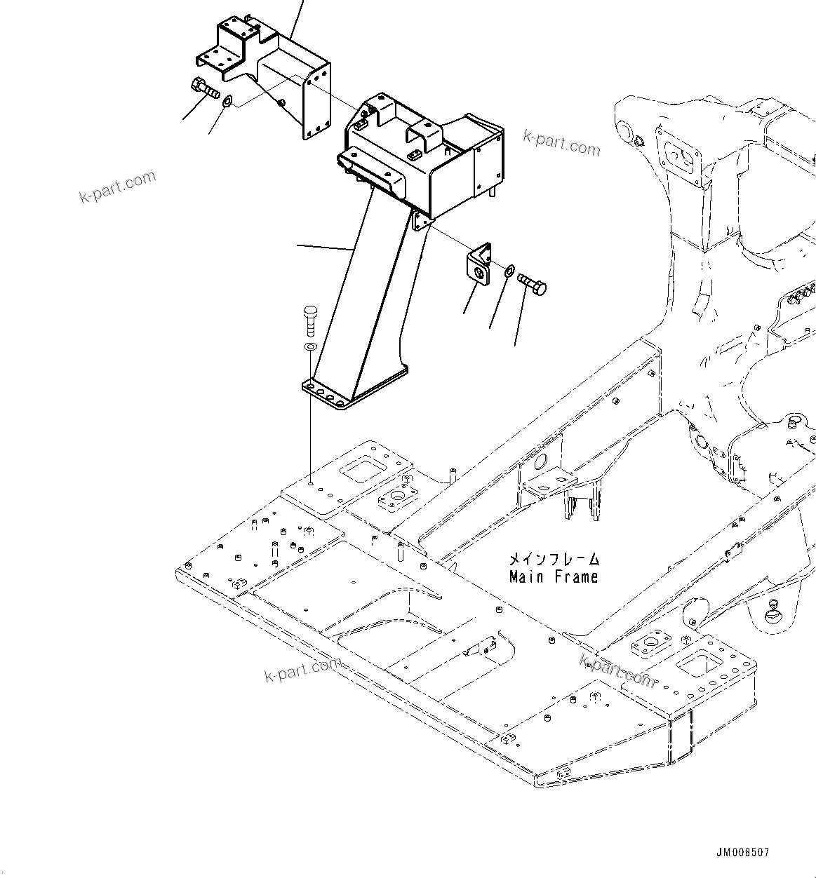 Komatsu parts book diagram for HD605-8 S/N 30072-UP (For KAL): FRONT SUPPORT, R.H. (#30001-)