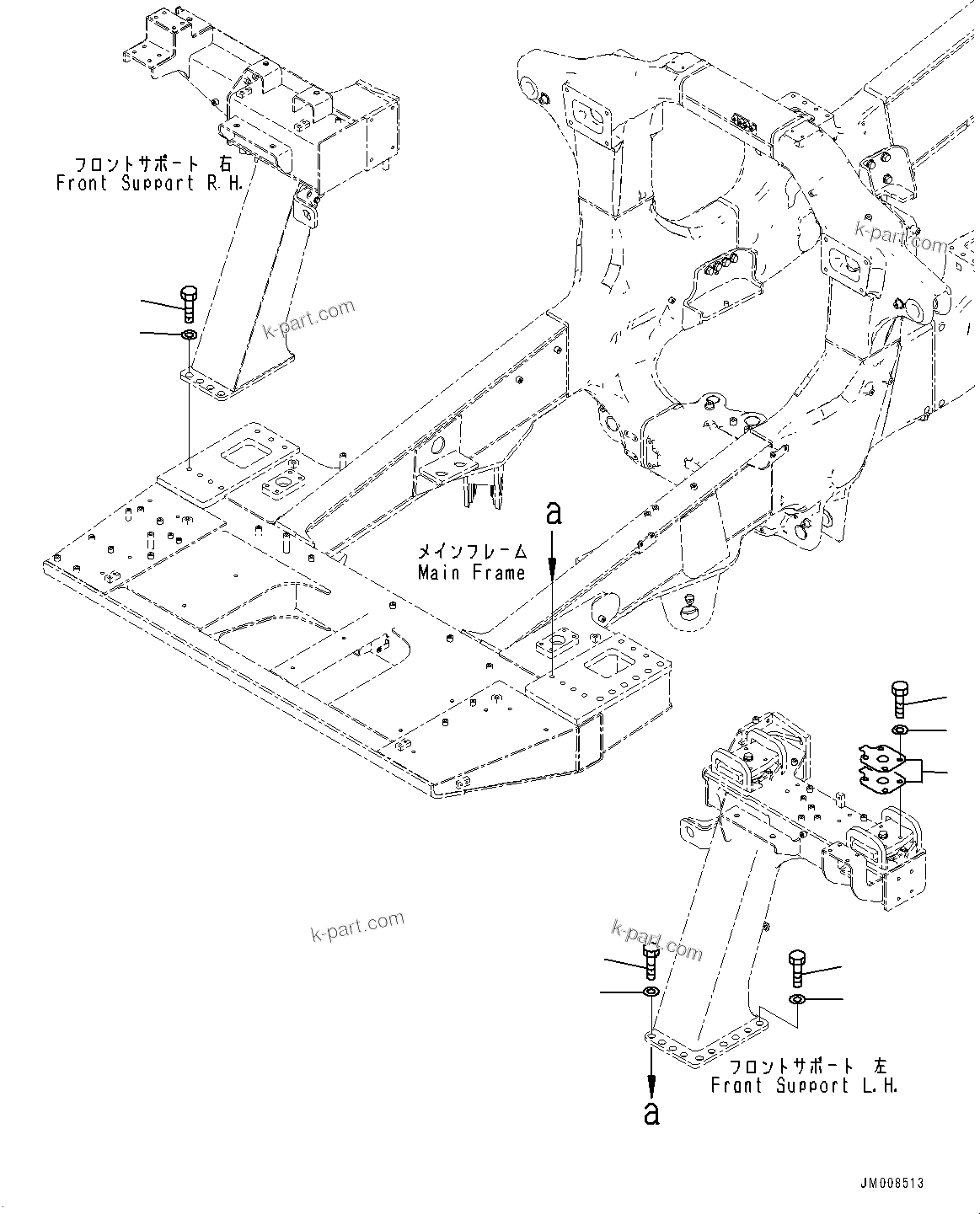 Komatsu parts book diagram for HD605-8 S/N 30072-UP (For KAL): FRONT SUPPORT, MOUNTING (#30001-)