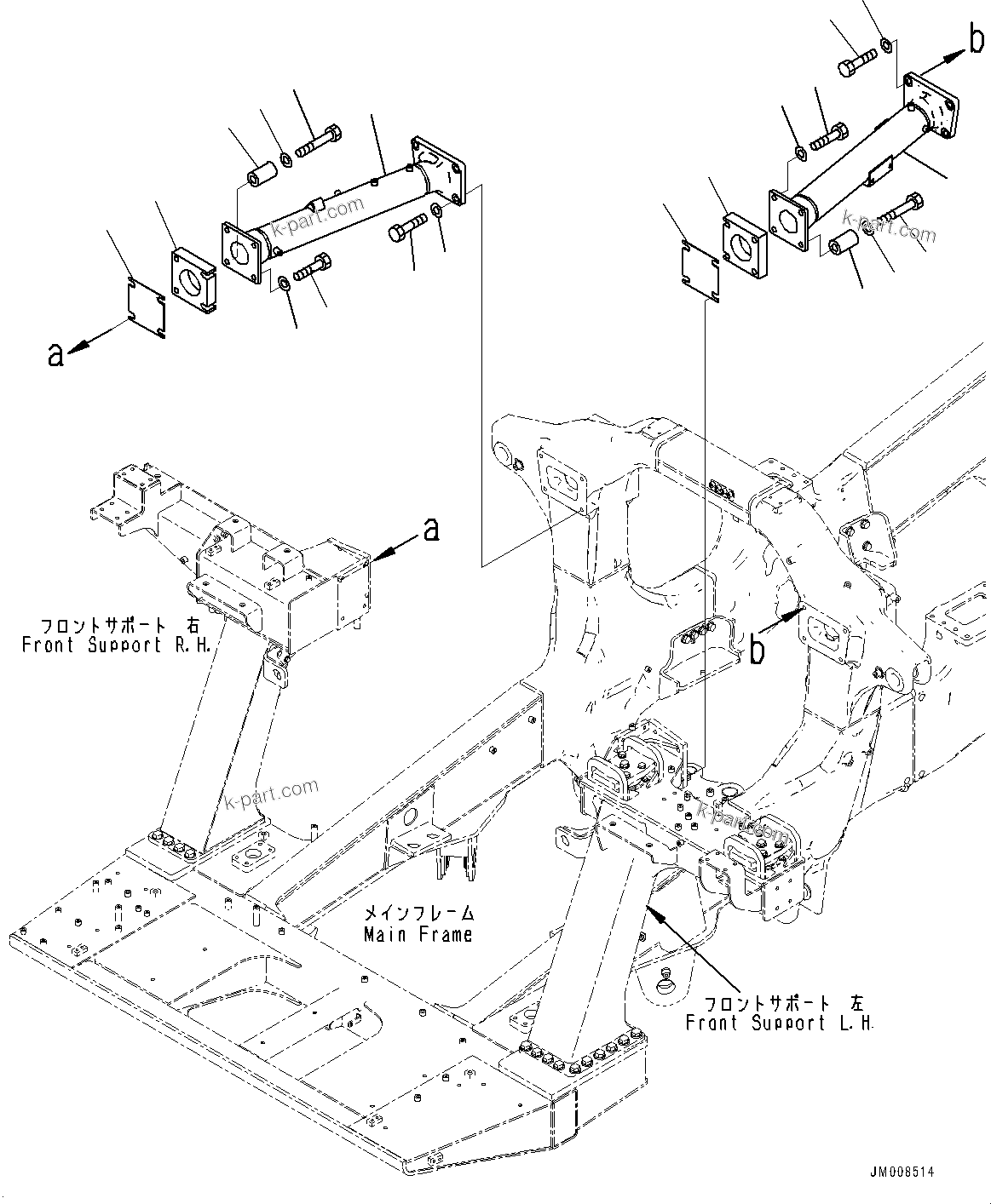 Komatsu parts book diagram for HD605-8 S/N 30072-UP (For KAL): FRONT SUPPORT STAY (#30001-)