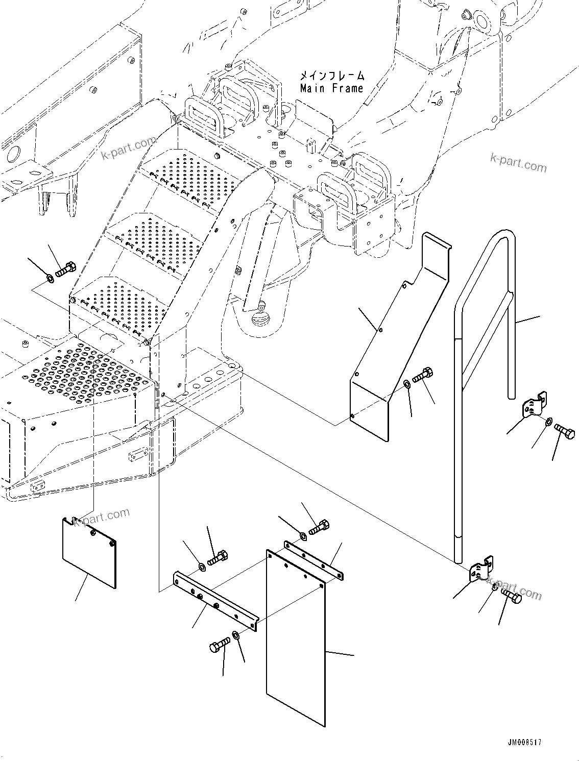 Komatsu parts book diagram for HD605-8 S/N 30072-UP (For KAL): LADDER, MUDGUARD, L.H. (#30001-)