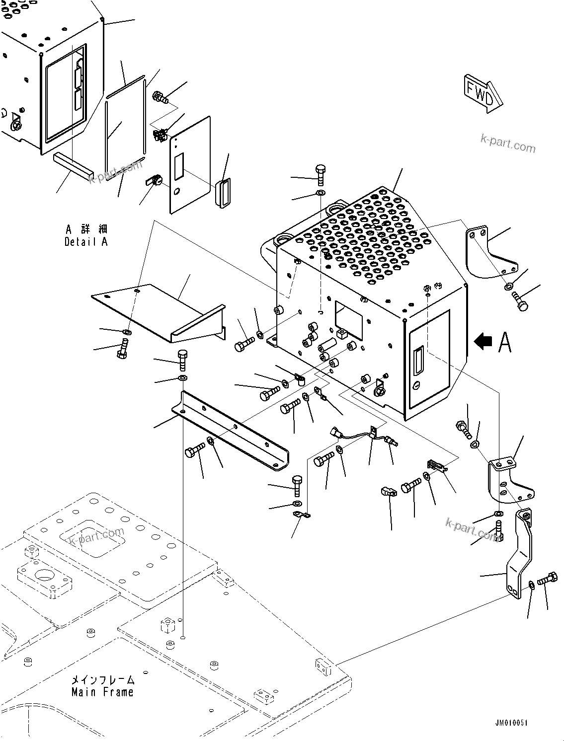 Komatsu parts book diagram for HD605-8 S/N 30072-UP (For KAL): LADDER, STEP AND COVER, L.H.(#30072-)