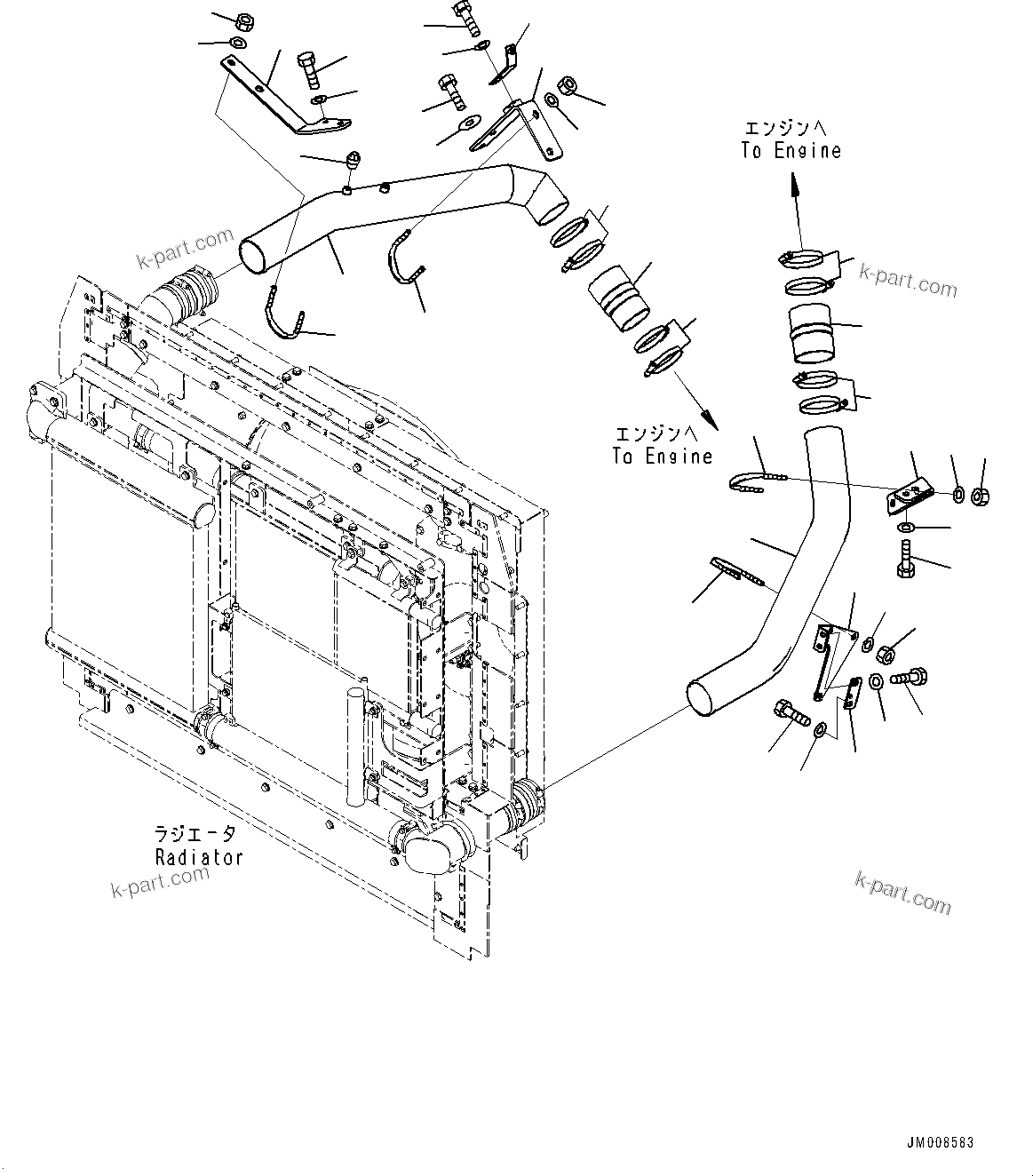 Komatsu parts book diagram for HD605-8 S/N 30072-UP (For KAL): AIR INTAKE PIPING (#30001-)