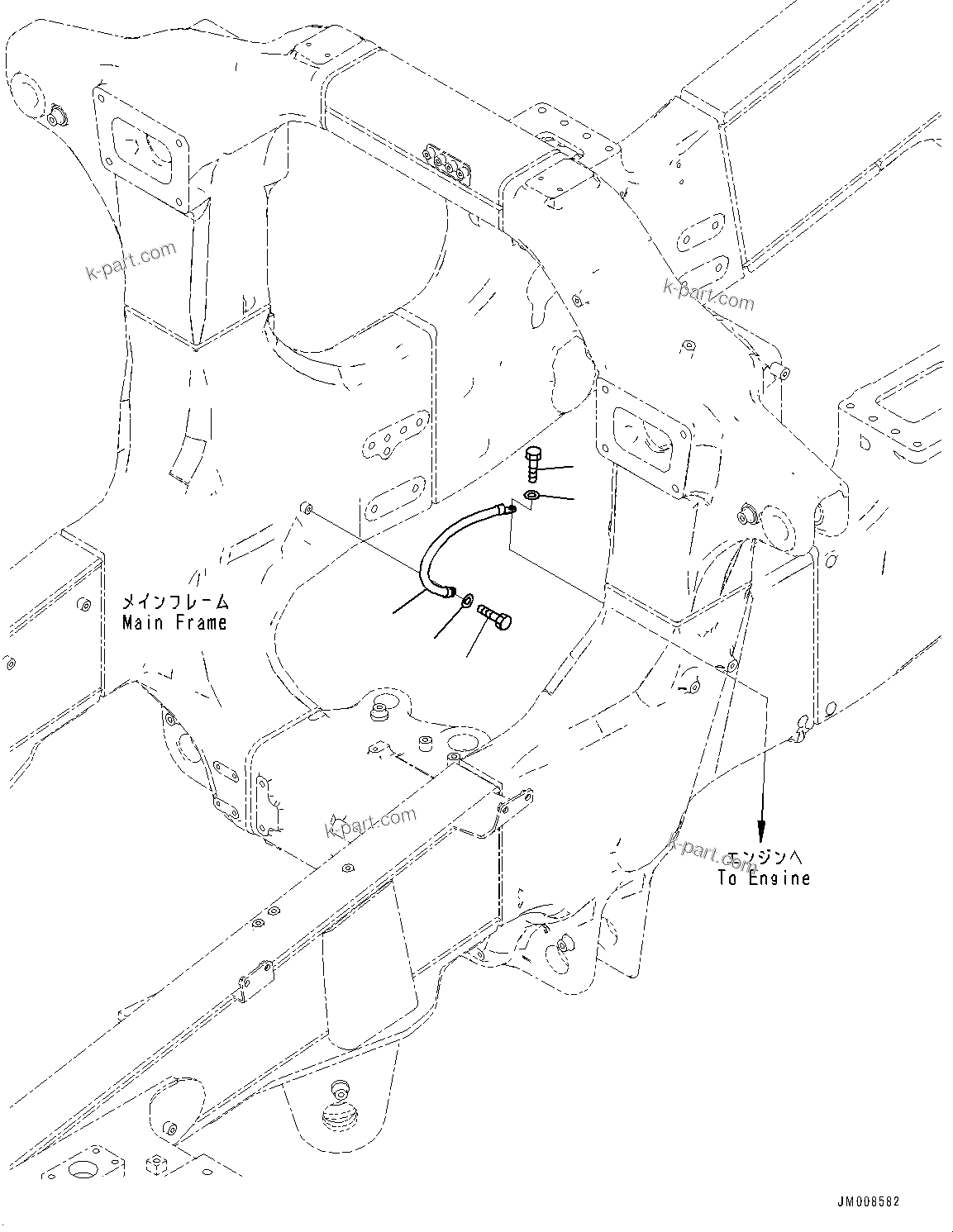 Komatsu parts book diagram for HD605-8 S/N 30072-UP (For KAL): ENGINE GROUND CABLE (#30001-)