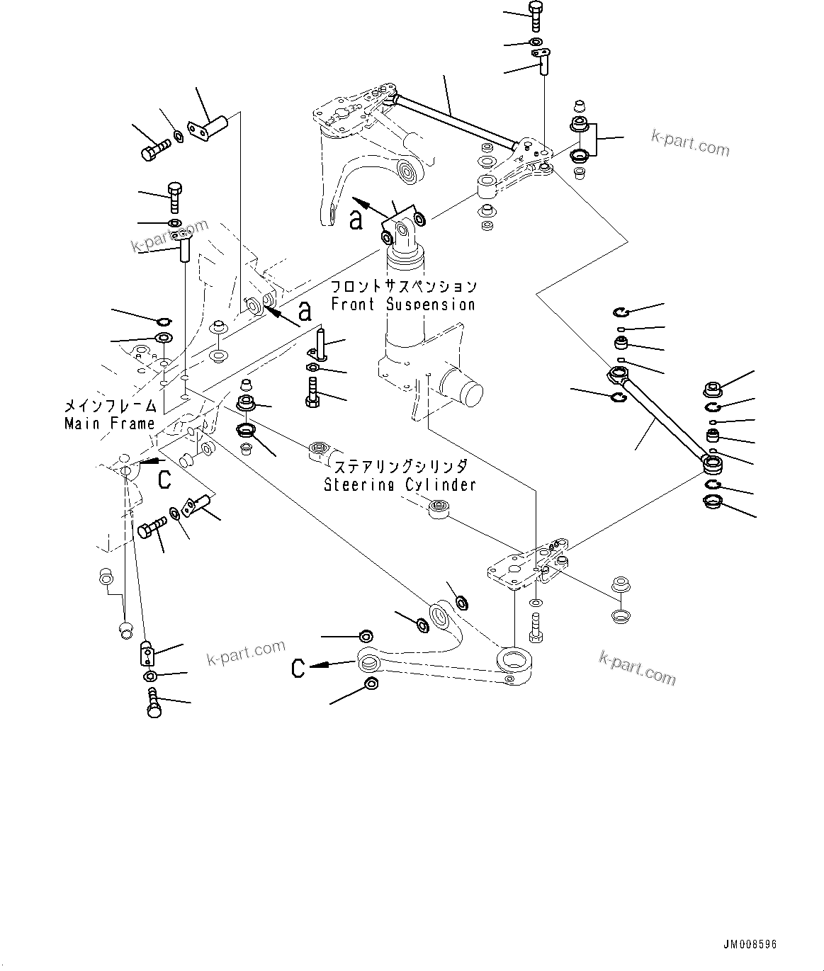 Komatsu parts book diagram for HD605-8 S/N 30072-UP (For KAL): STEERING LINKAGE, ROD(#30001-30000)