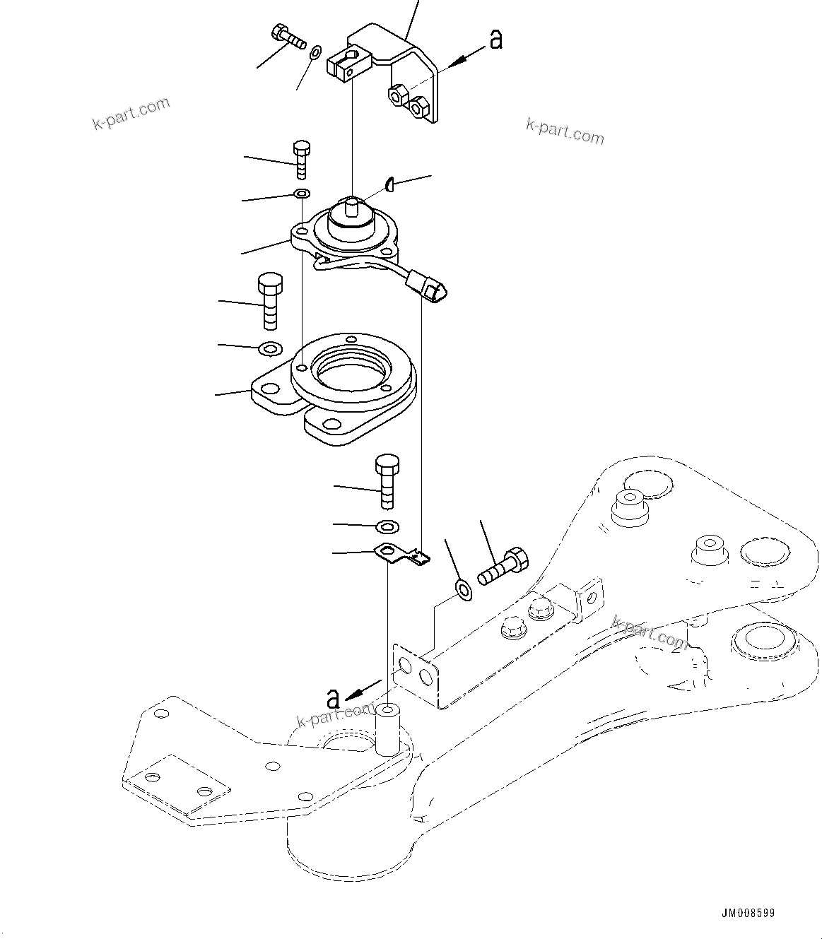 Komatsu parts book diagram for HD605-8 S/N 30072-UP (For KAL): STEERING LINKAGE, ANGLE SENSOR (#30001-)