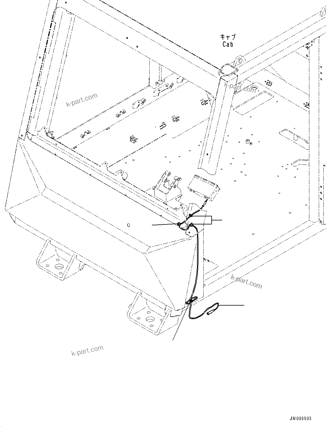 Komatsu parts book diagram for HD605-8 S/N 30072-UP (For KAL): CAB, ANTENNA CABLE (#30001-)
