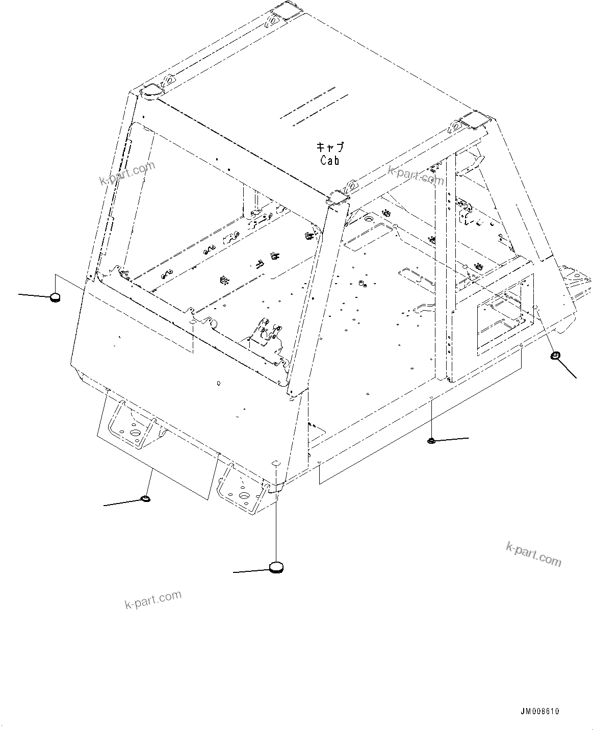 Komatsu parts book diagram for HD605-8 S/N 30072-UP (For KAL): CAB, CAP (#30001-)