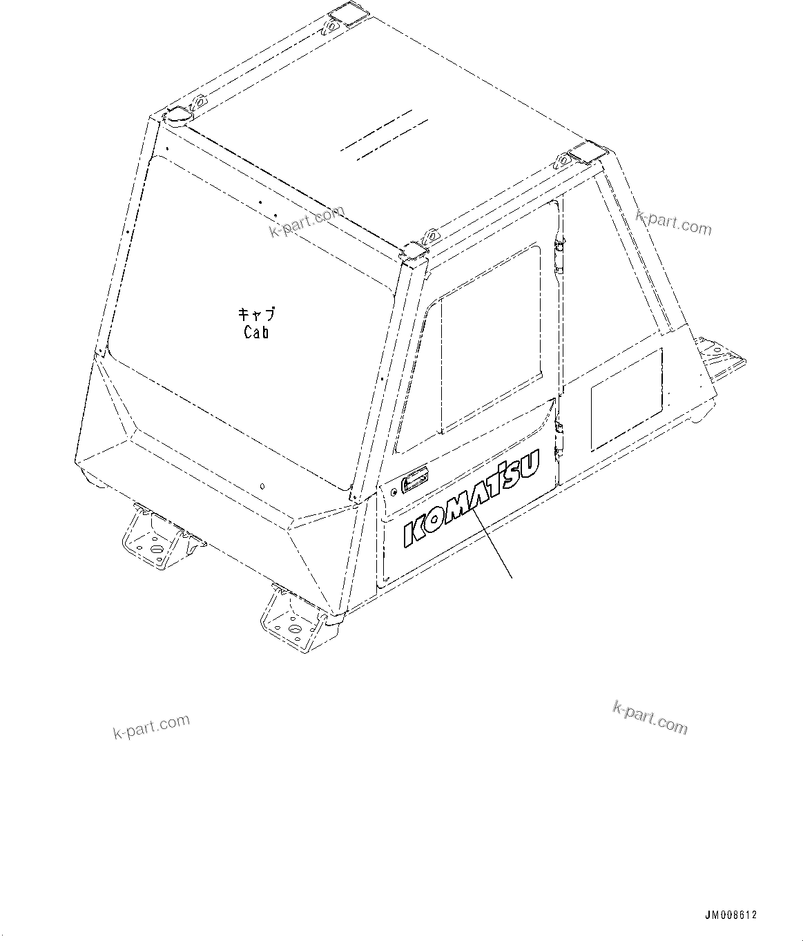 Komatsu parts book diagram for HD605-8 S/N 30072-UP (For KAL): CAB, KOMATSU MARK (#30001-)
