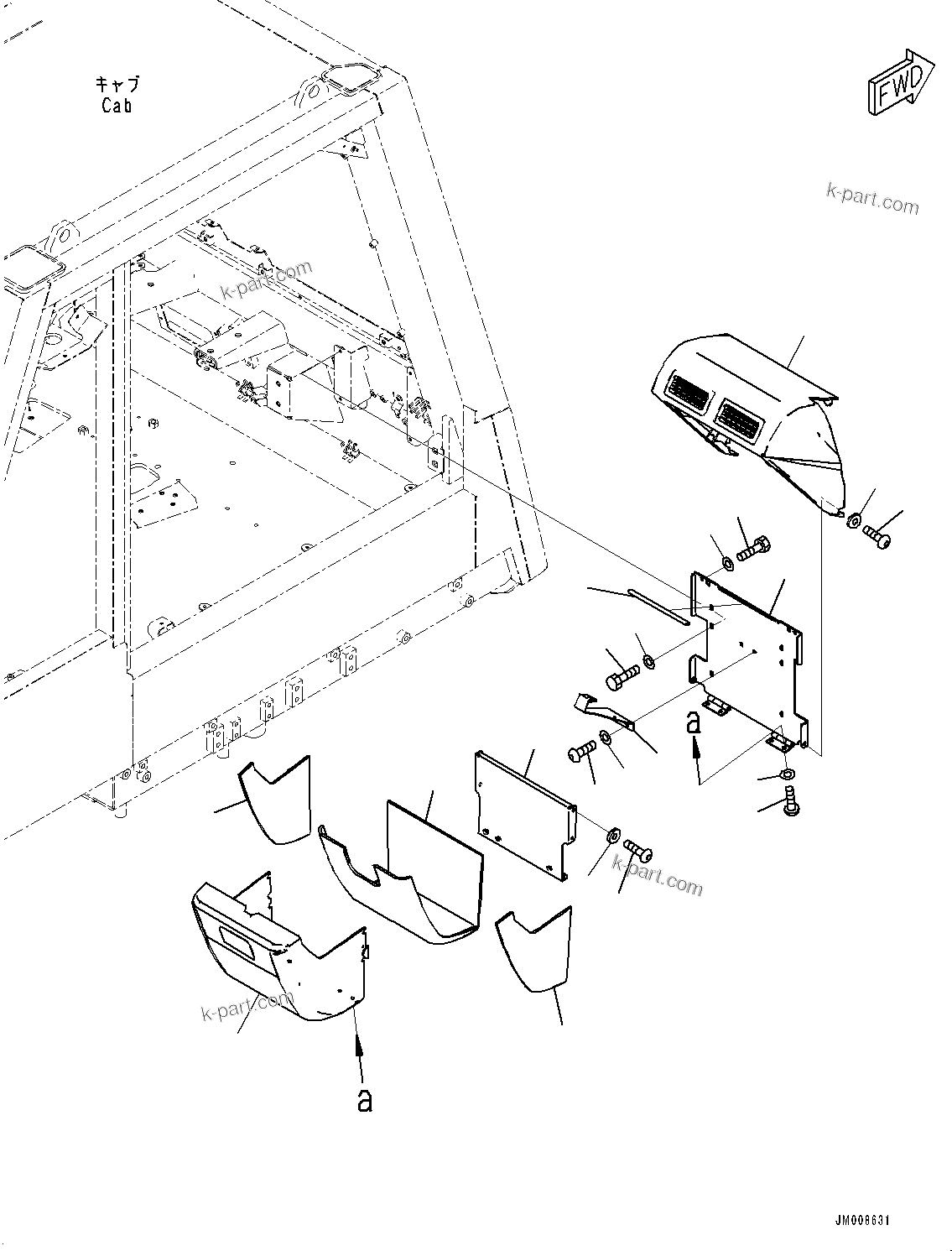 Komatsu parts book diagram for HD605-8 S/N 30072-UP (For KAL): CAB, BOX (#30001-)