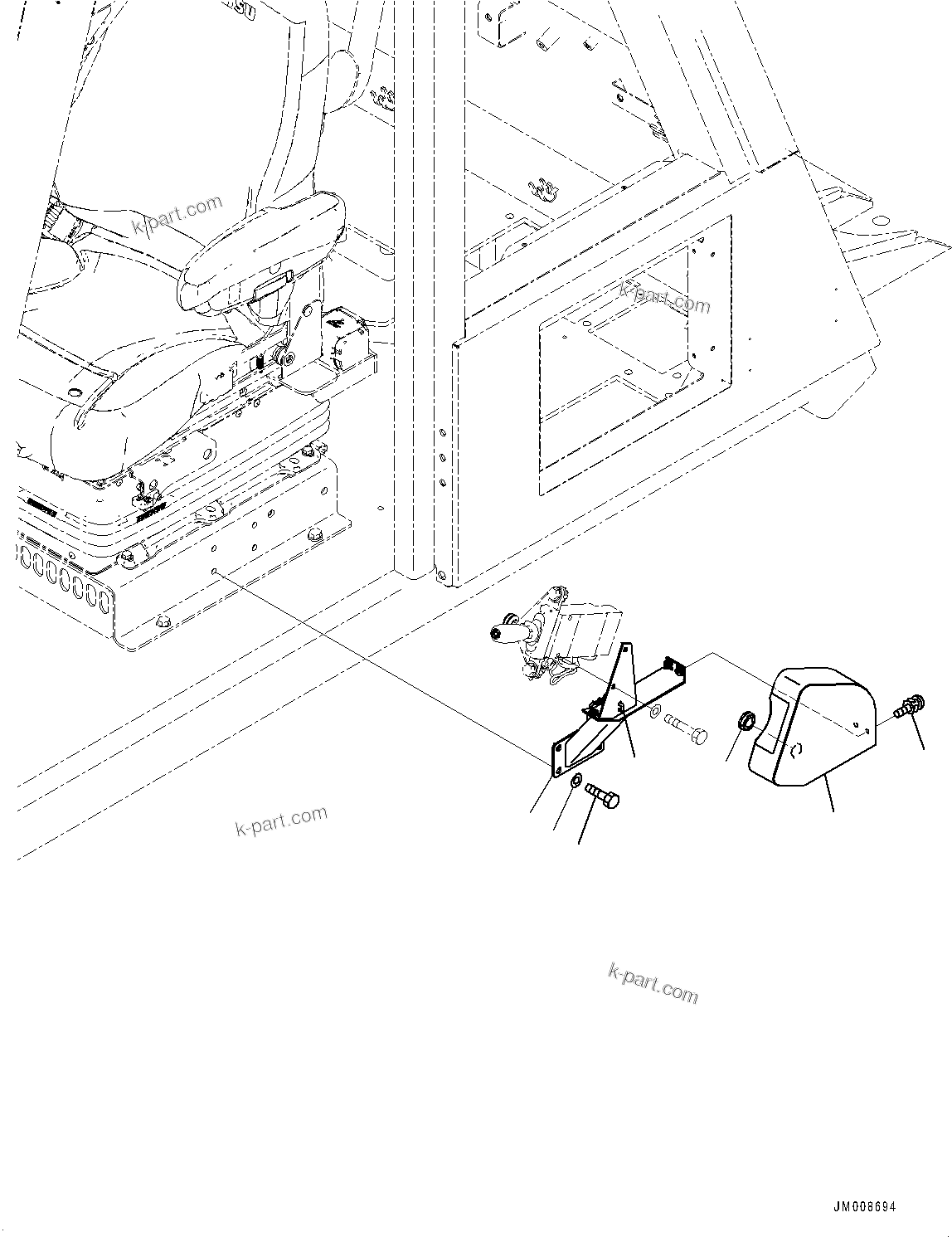 Komatsu parts book diagram for HD605-8 S/N 30072-UP (For KAL): CAB, DUMP LEVER BRACKET (#30001-)